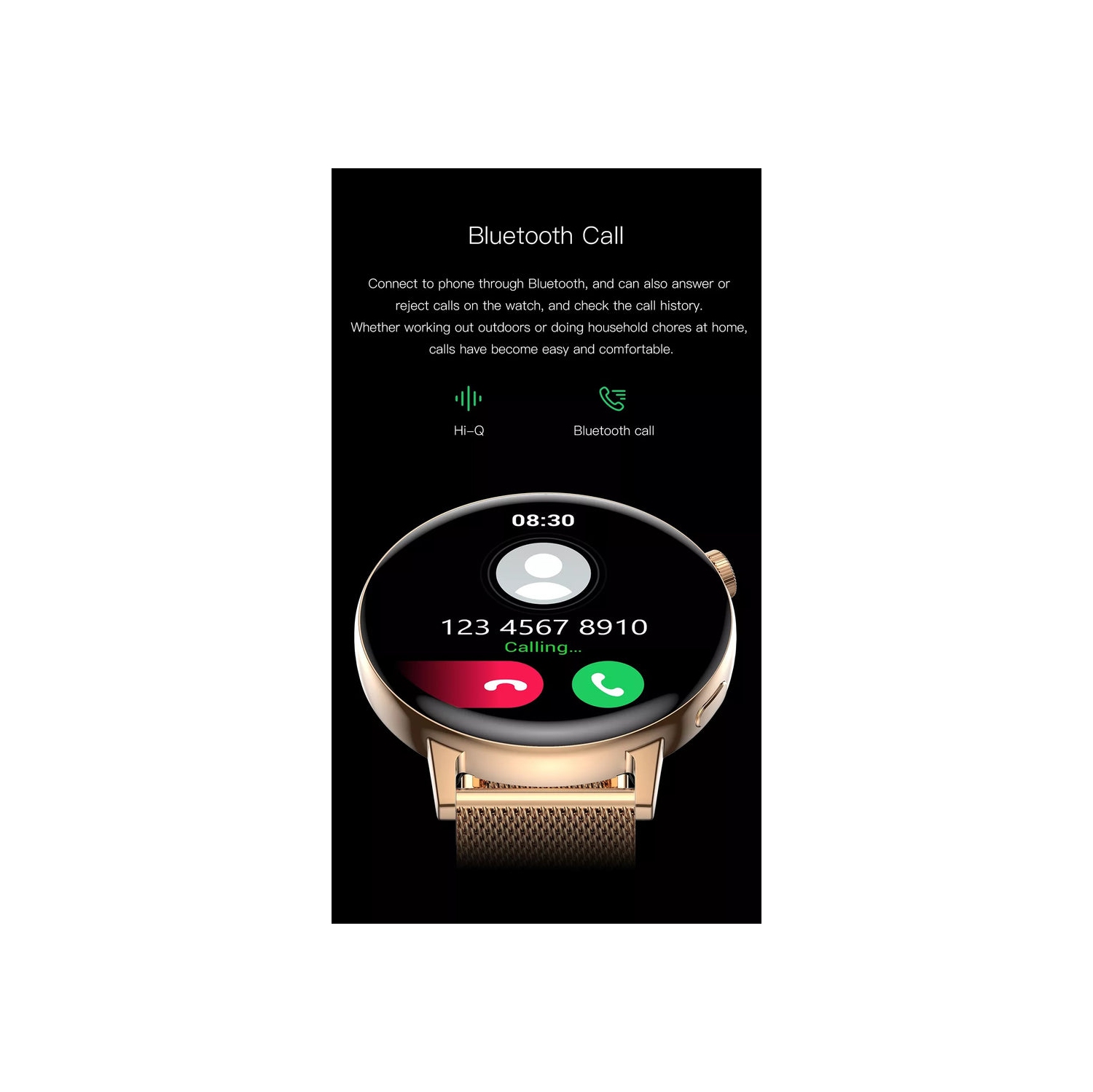 ISPEKTRUM iS-GT3 Montre intelligente Écran HD 1,32" Appels et SMS Bluetooth Mode sport multiple Tracker de fréquence cardiaque et moniteur BP