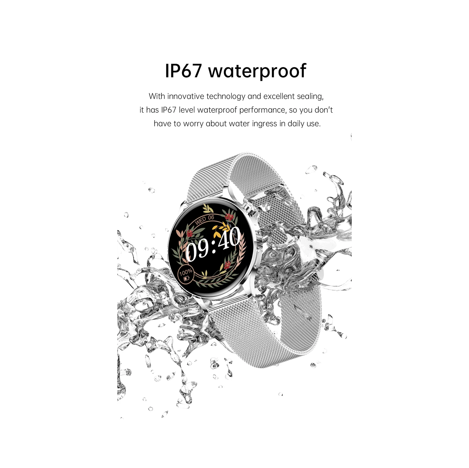 ISPEKTRUM iS-GT3 Montre intelligente Écran HD 1,32" Appels et SMS Bluetooth Mode sport multiple Tracker de fréquence cardiaque et moniteur BP