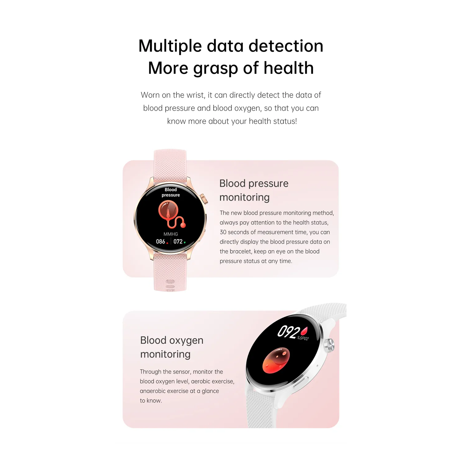 ISPEKTRUM iS-GT3 Montre intelligente Écran HD 1,32" Appels et SMS Bluetooth Mode sport multiple Tracker de fréquence cardiaque et moniteur BP