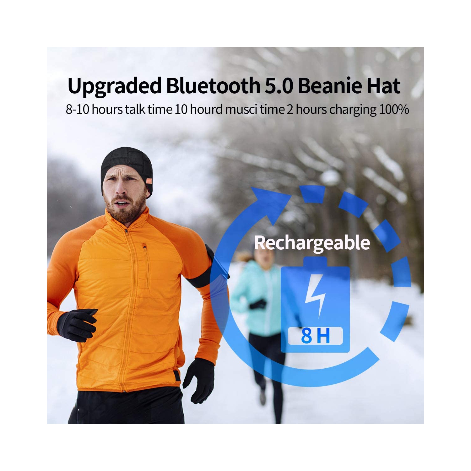 Dolaer Bluetooth Beanie Hat for Men Women Upgraded 5.0 Winter Music Knit Cap Rechargeable Headphones with Hi-Fi Stereo Speakers for Teen Kids Boys