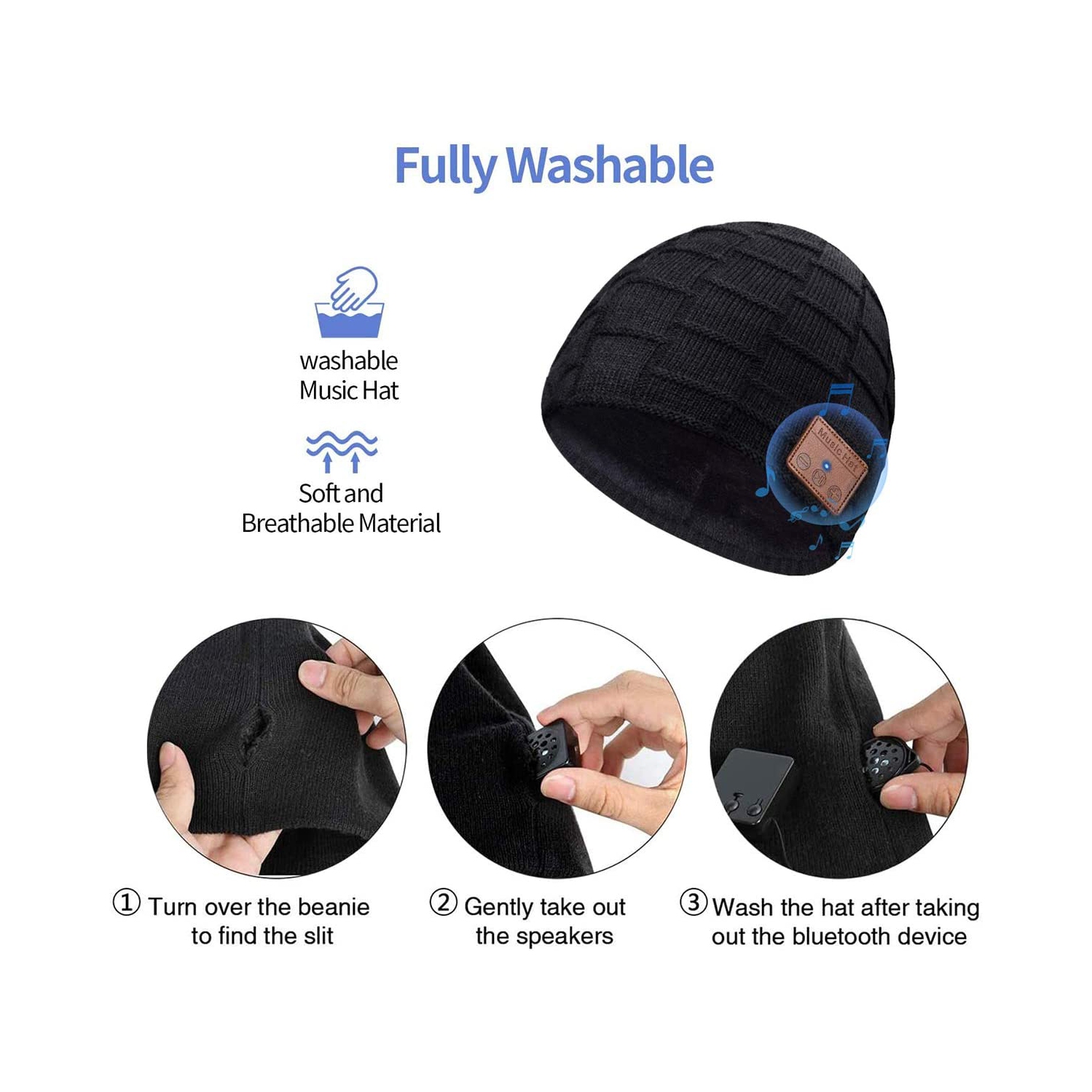 Dolaer Bluetooth Beanie Hat for Men Women Upgraded 5.0 Winter Music Knit Cap Rechargeable Headphones with Hi-Fi Stereo Speakers for Teen Kids Boys