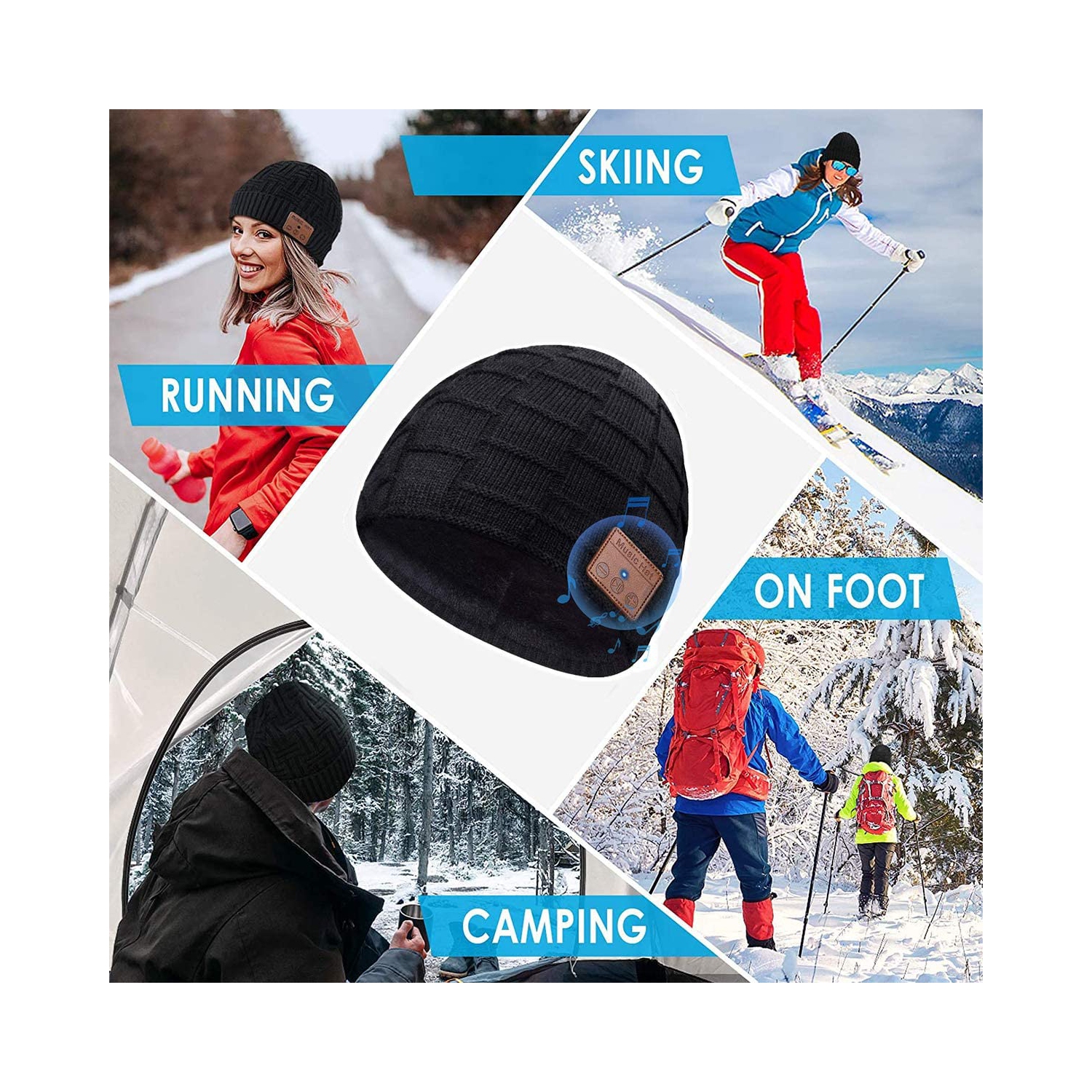 Dolaer Bluetooth Beanie Hat for Men Women Upgraded 5.0 Winter Music Knit Cap Rechargeable Headphones with Hi-Fi Stereo Speakers for Teen Kids Boys