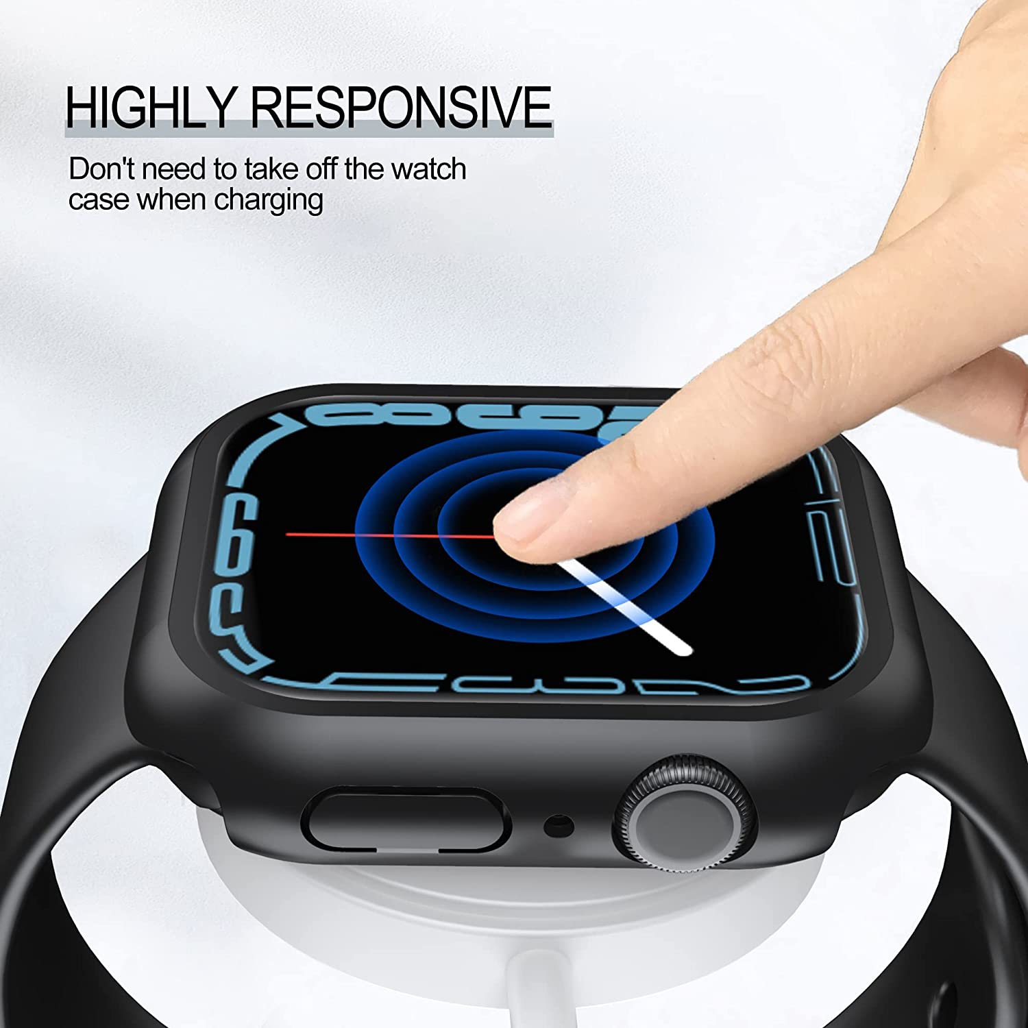 XCRS Apple Watch Series 3, Series 2, Series 1 [42MM] Coque de protection globale, écran en verre trempé intégré et coque rigide en PC, compatible