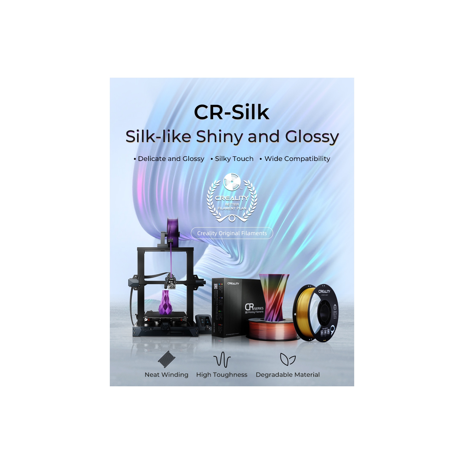 Creality CR-SILK PLA 3D Printer Filament 1.75 mm, 1 KG Spool