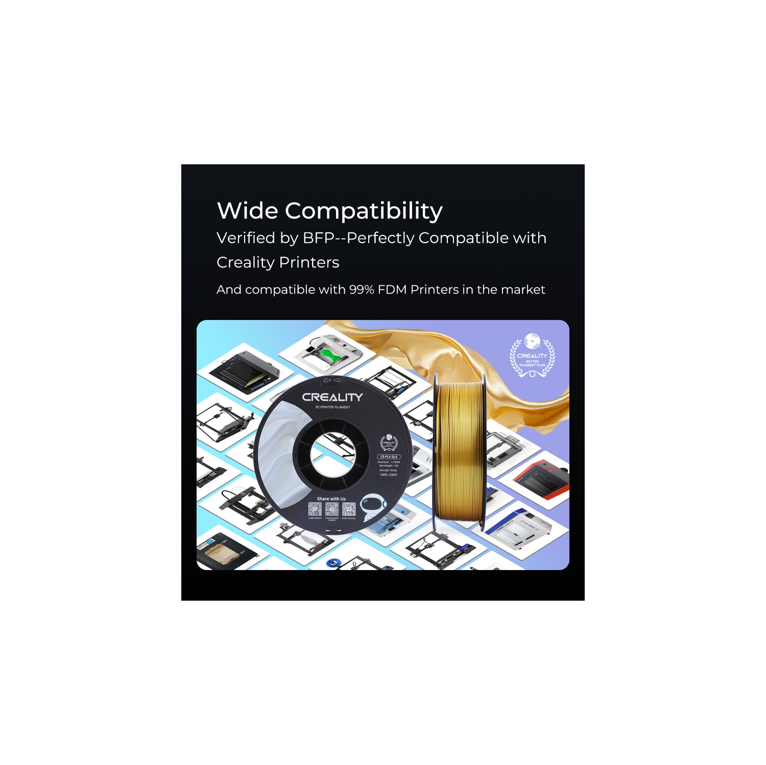 Creality CR-SILK PLA 3D Printer Filament 1.75 mm, 1 KG Spool