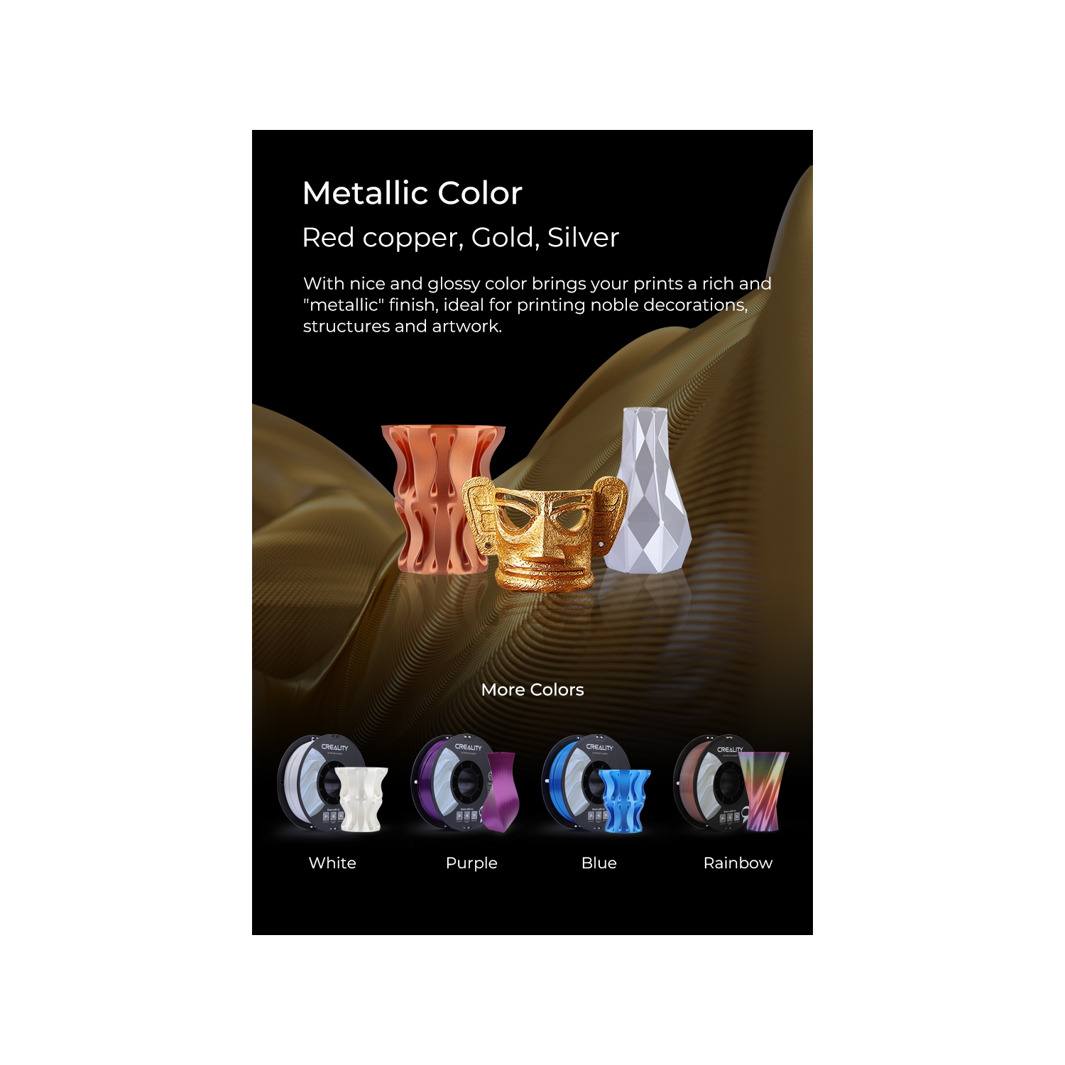 Creality – Filament d’imprimante 3D CR-SILK PLA, 1.75 mm, bobine de 1 KG