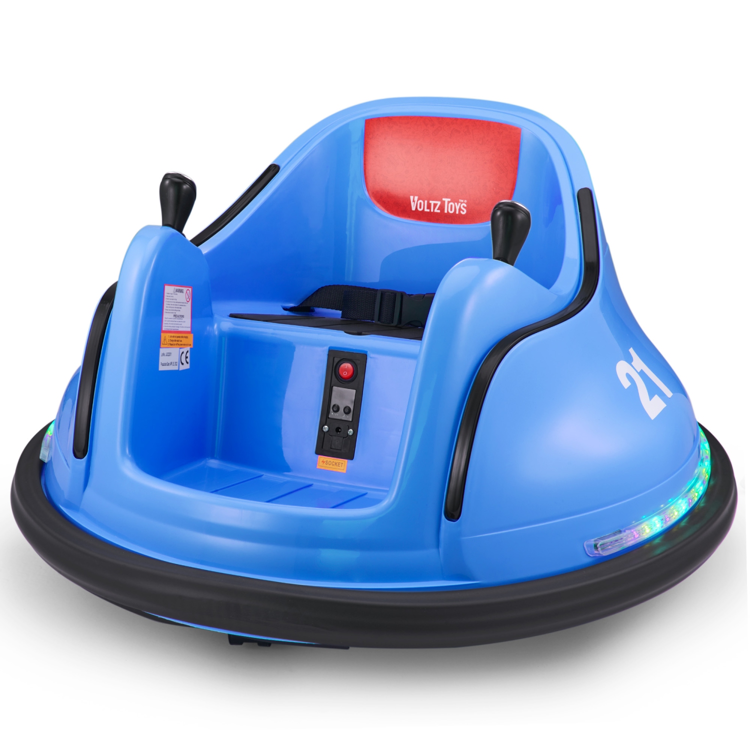 VOLTZ TOYS 12V Kids Bumper Car, 360° Rotation Electric Ride On Car Dual Motors w/ Parent Remote Control, Safety Belt, Colorful LED Lights(Blue)