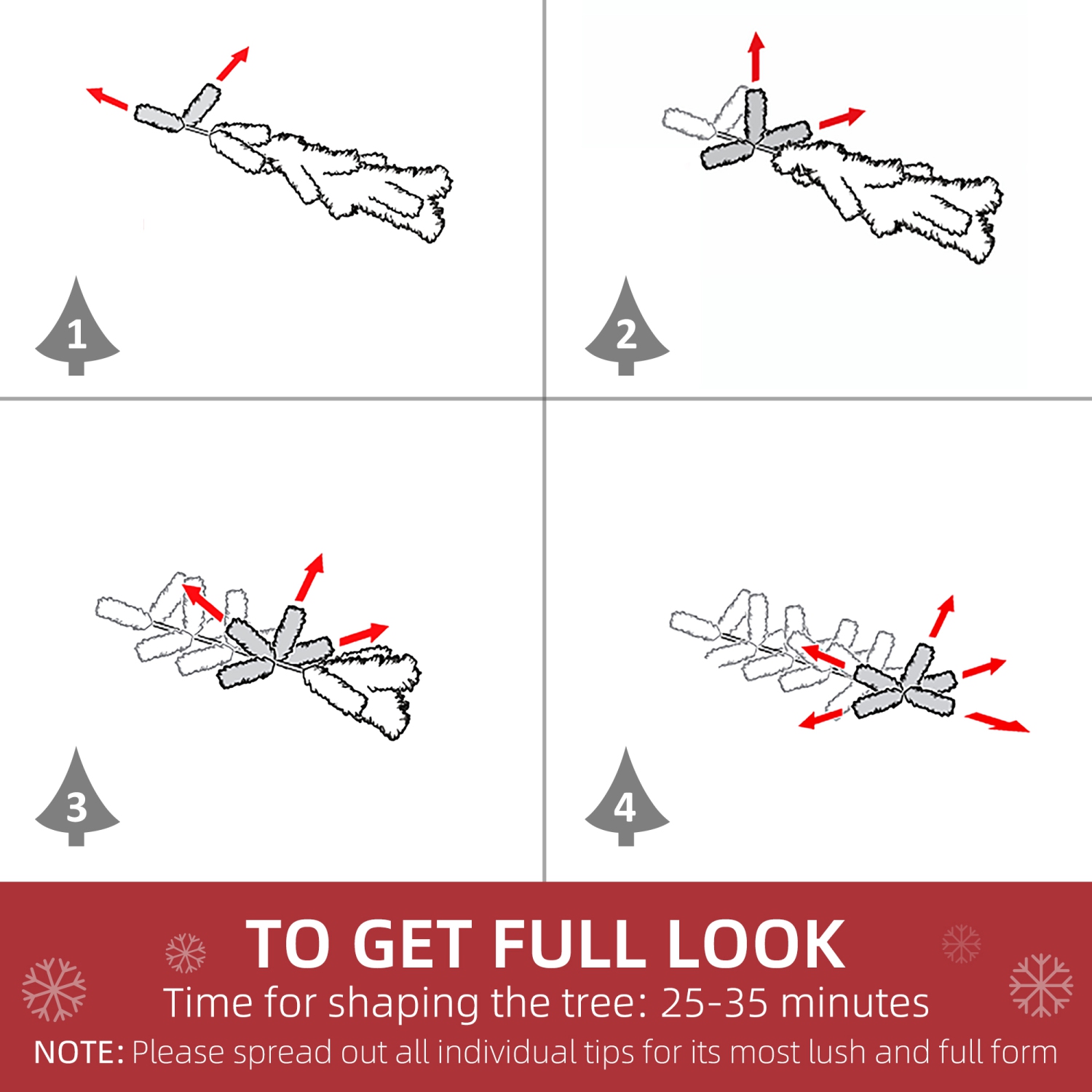 HOMCOM 5FT Artificial Christmas Tree with Pine Realistic Branches, Auto Open, for Indoor Decoration, White