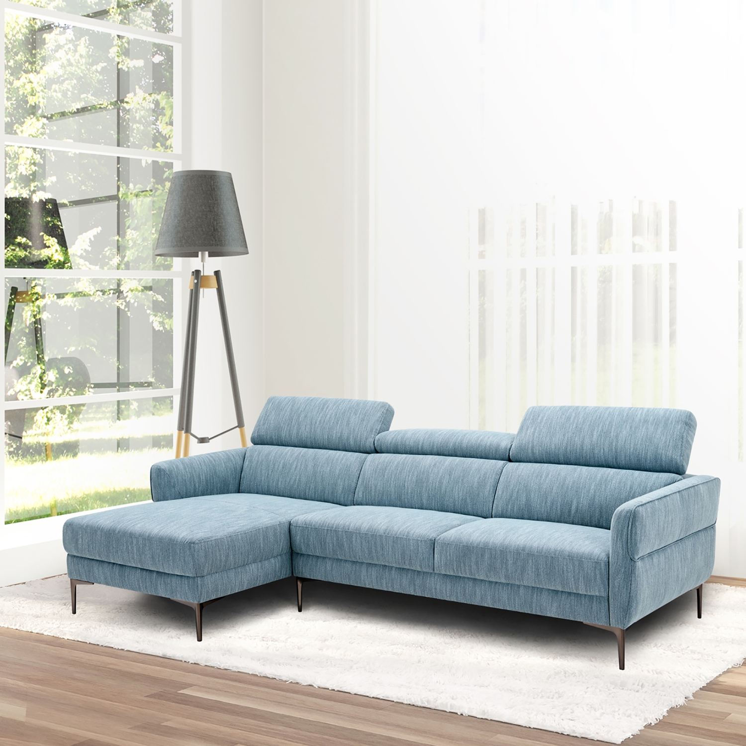 Costway 105" L-Shaped Sectional Sofa w/ Oversized Chaise Lounge & 3 Adjustable Headrests