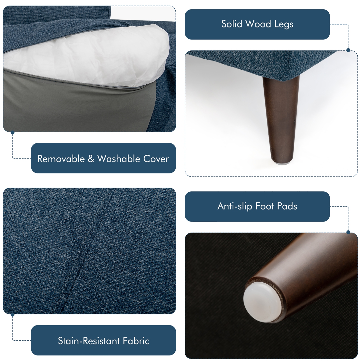 Sofa modulaire en L 104&nbsp;po de Costway avec chaise longue et pattes en bois massif