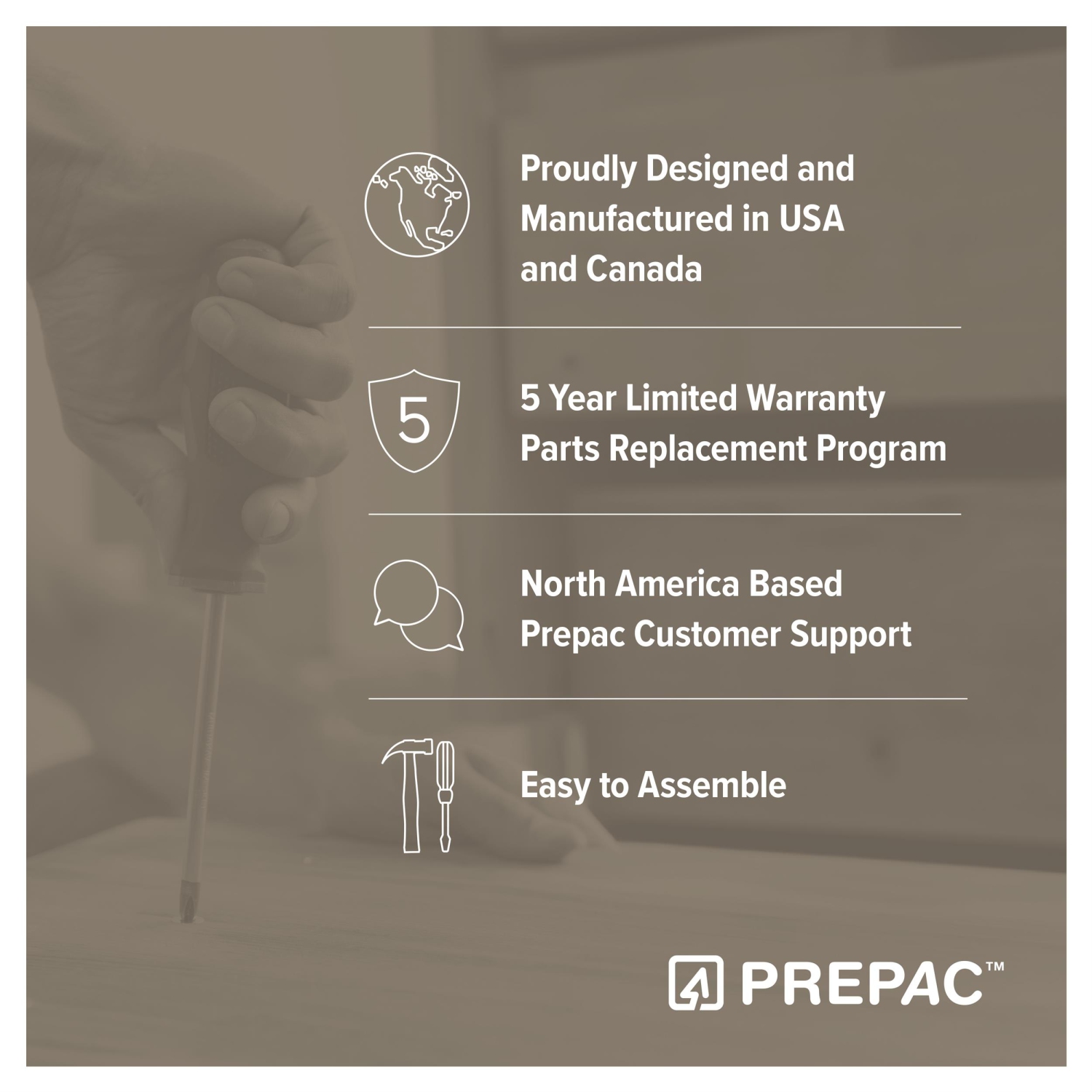 Commode transitionnelle en bois composite à 8 tiroirs Salt Spring de Prepac - Gris vieilli