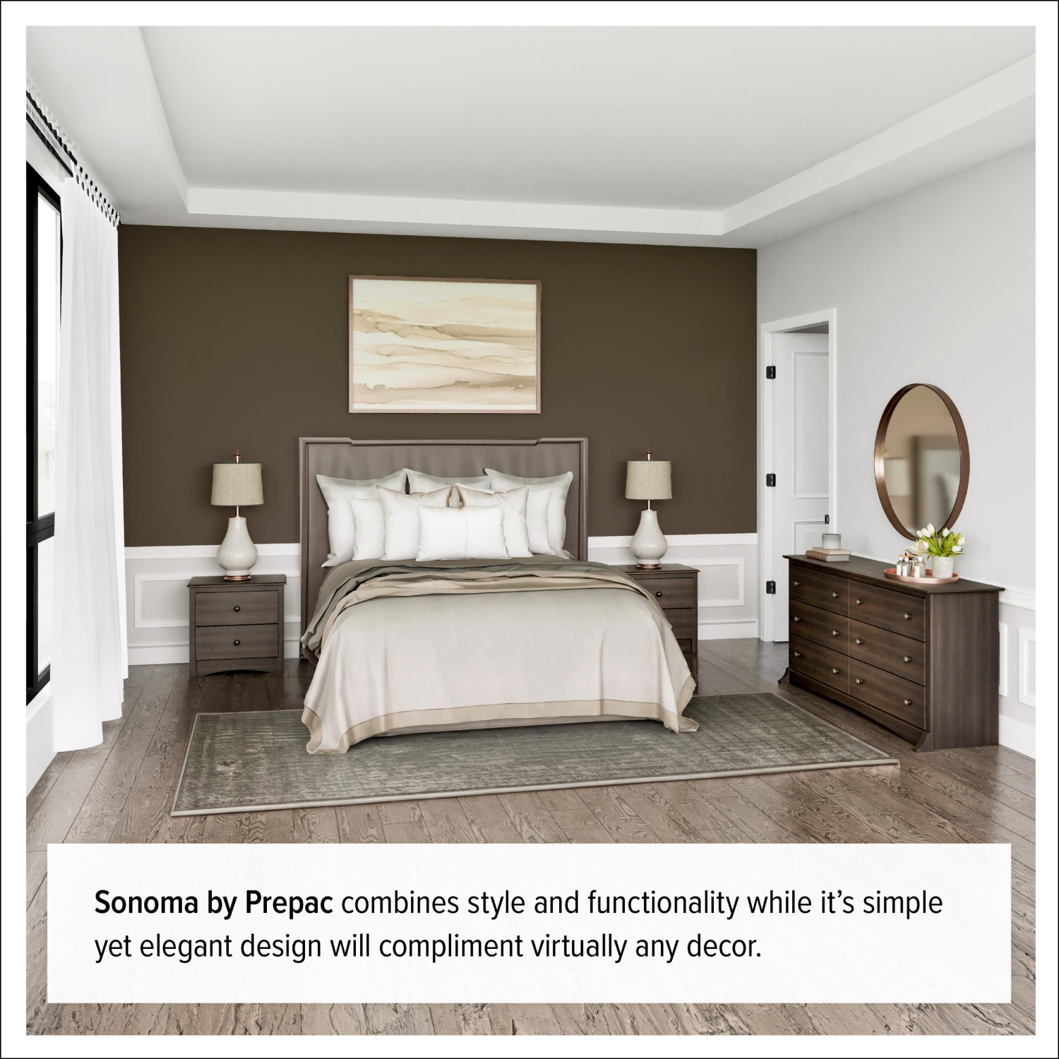 Prepac Fremont 8-Drawer Transitional Composite Wood Dresser in Espresso