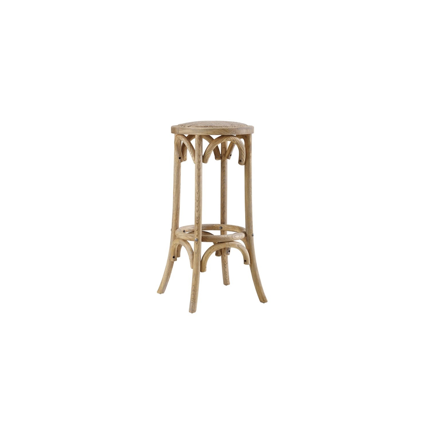 Linon Billy 30" Rattan Wood Backless Bar Stool in Brown