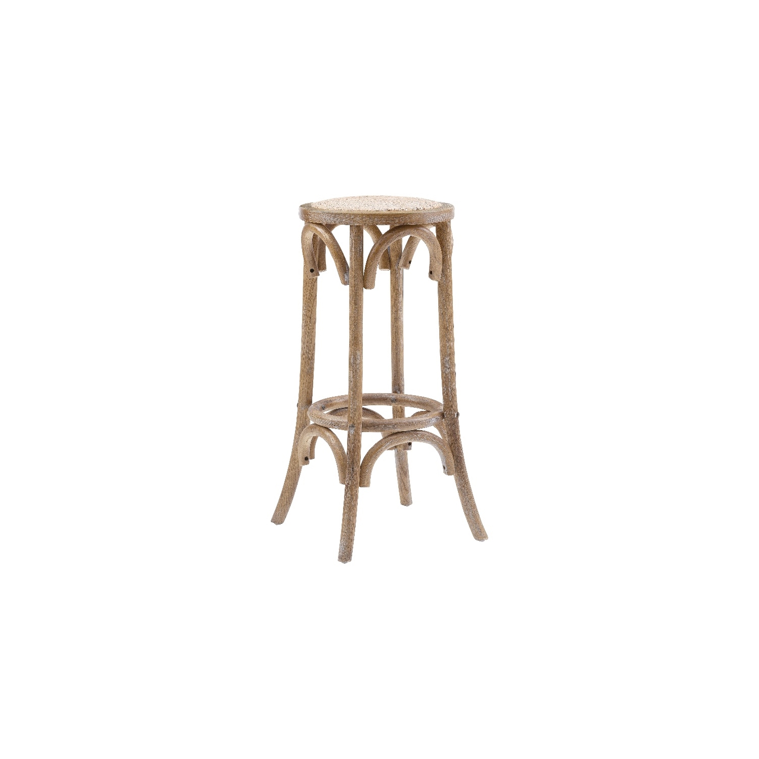 Linon Billy 30" Rattan Wood Backless Bar Stool in Brown