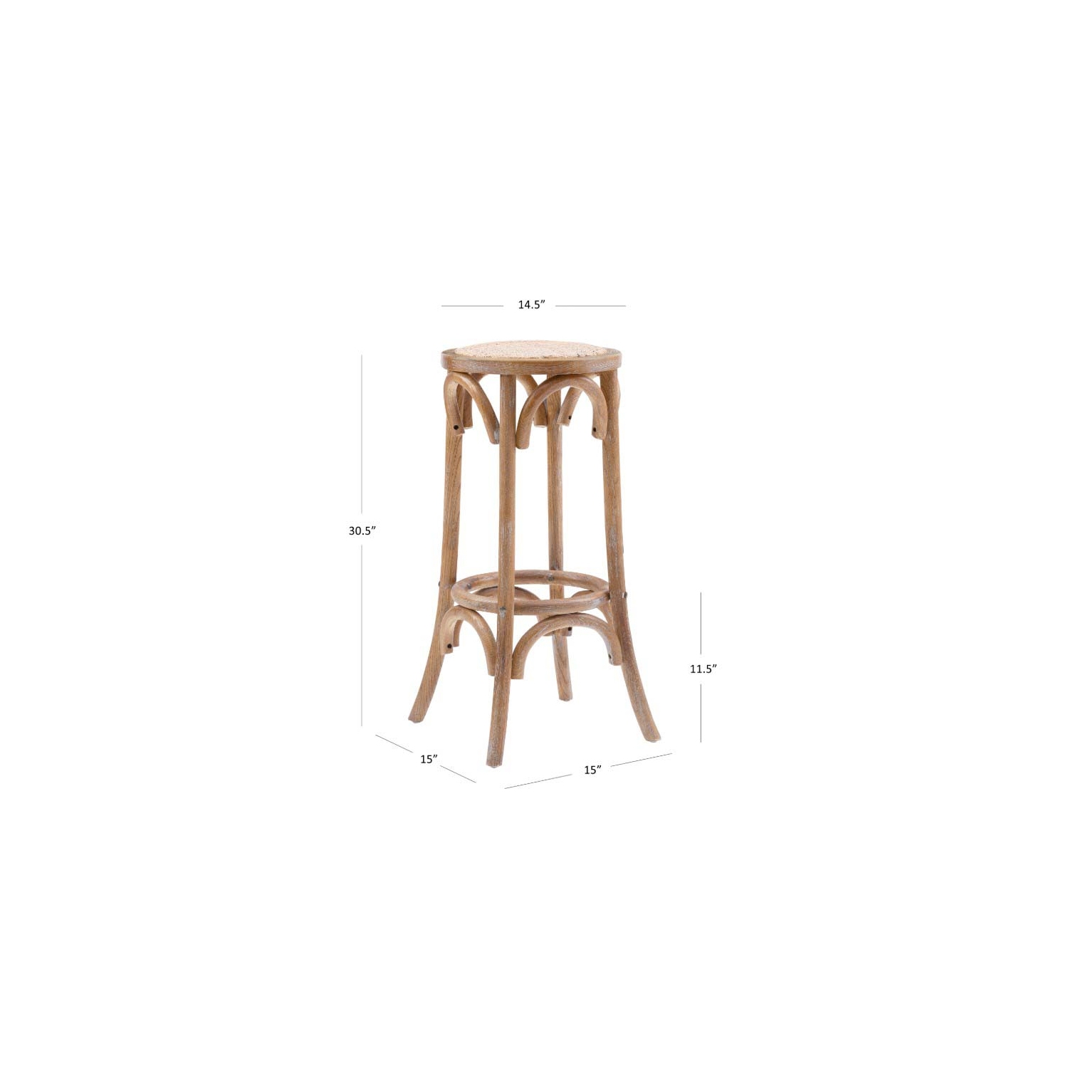 Linon Billy 30" Rattan Wood Backless Bar Stool in Brown