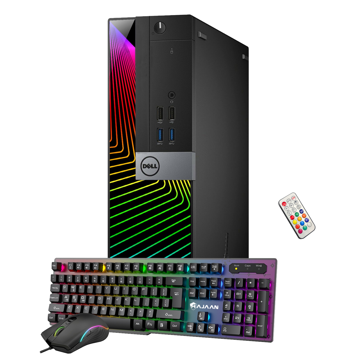 Refurbished - Dell OptiPlex Customized RGB Lights Computer Intel Core i7 6700 NVIDIA GeForce GT 1030 2GB 16GB RAM 256GB SSD Win 10 Pro WIFI, Gaming