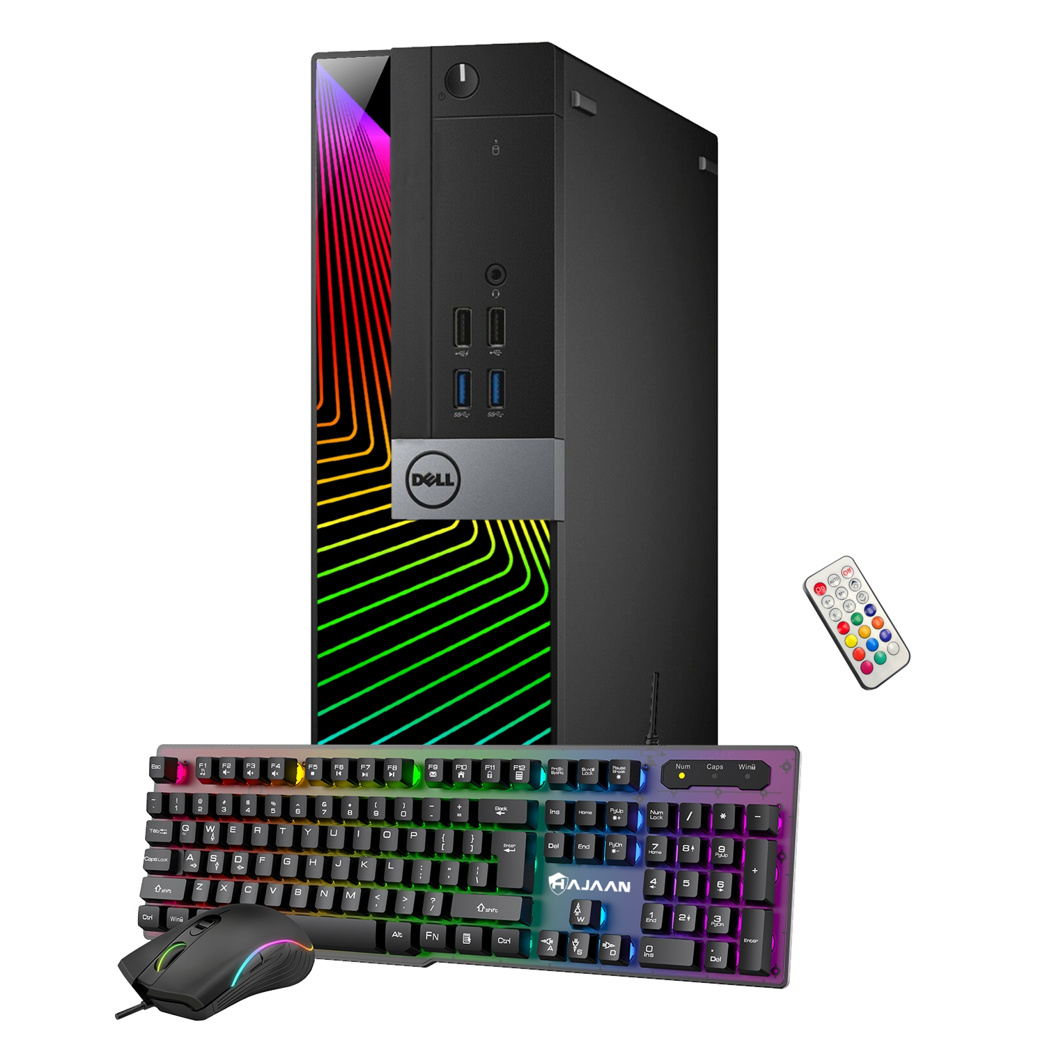 Refurbished (Good) - Custom Built RGB Lights Gaming PC - Dell OptiPlex Desktop Computer Intel Core i5 6500 NVIDIA GeForce GT 1030 2GB 16GB RAM 1TB SSD Win 10 Pro WIFI HDMI