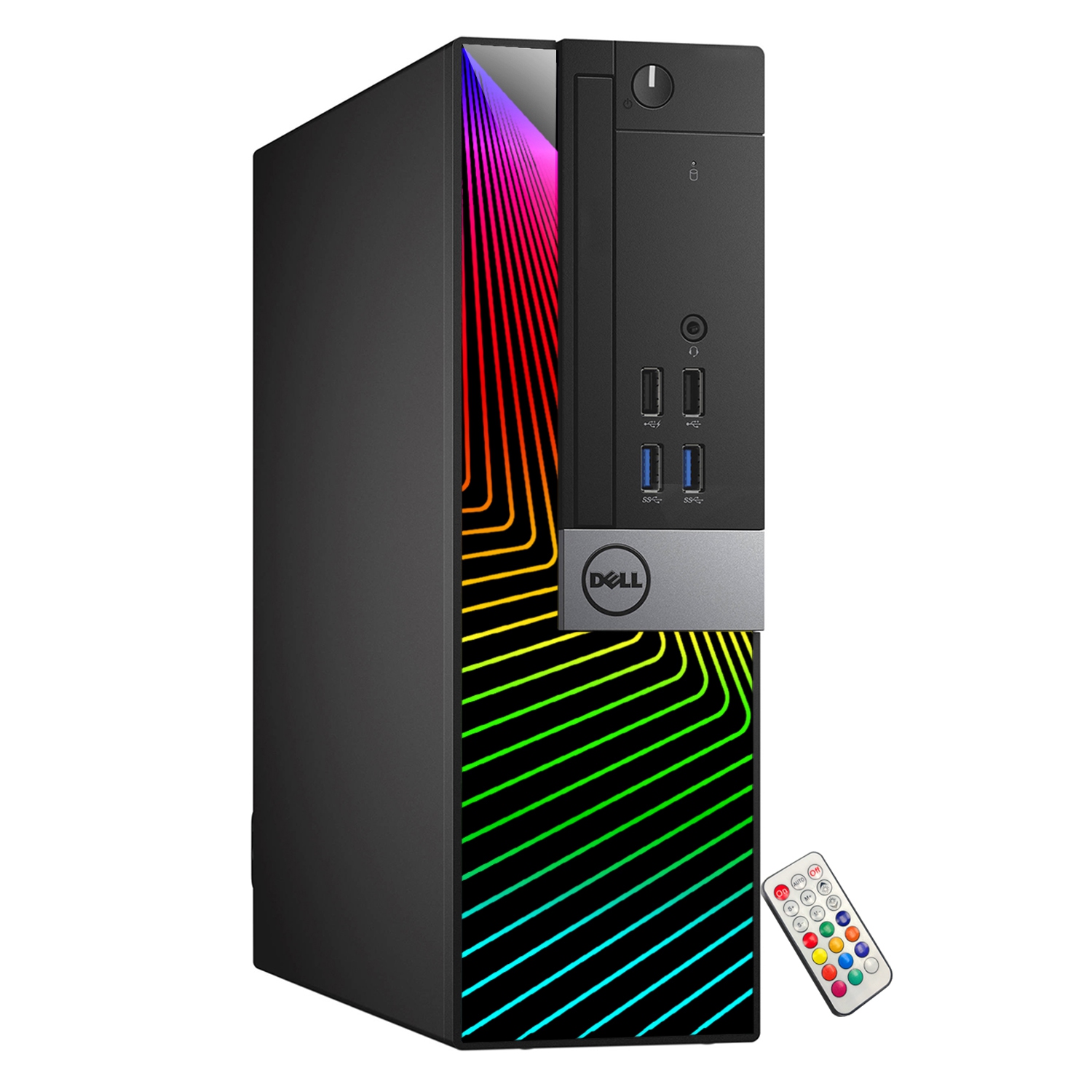 Refurbished - Custom Built RGB Lights PC - Dell OptiPlex SFF Computer Intel Core i5 Processor 8GB RAM 512GB SSD Windows 11 Pro WIFI Gaming PC