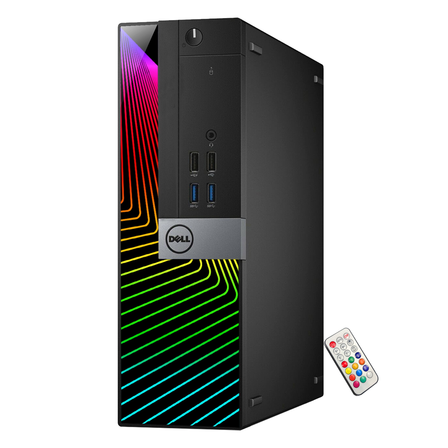 Refurbished - Custom Built RGB Lights Gaming PC - Dell OptiPlex Computer Intel Core i5 Quad-Core Processor NVIDIA GeForce GT 1030 2GB 32GB RAM 1TB