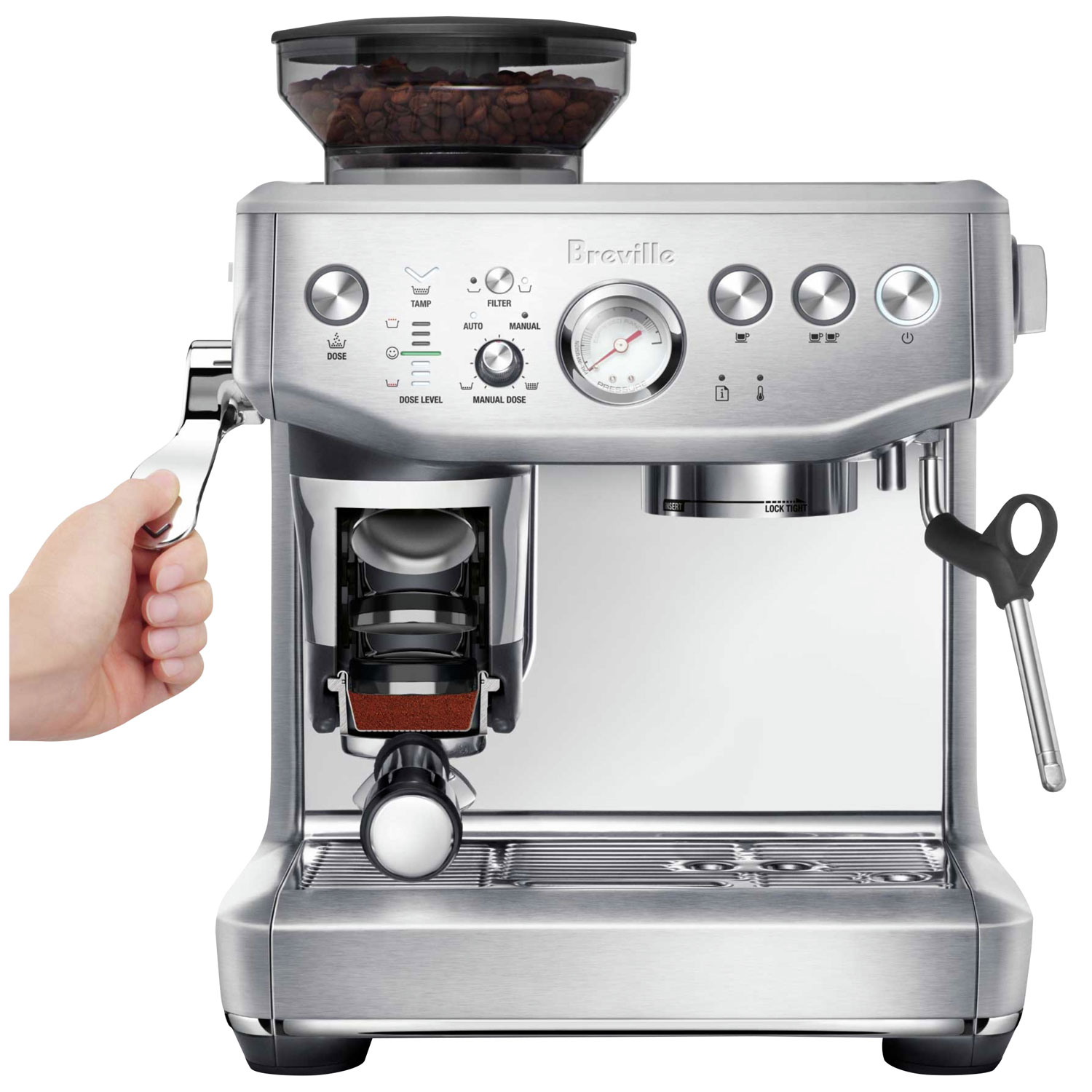 Breville Barista Express Impress Espresso Machine - Brushed Stainless Steel