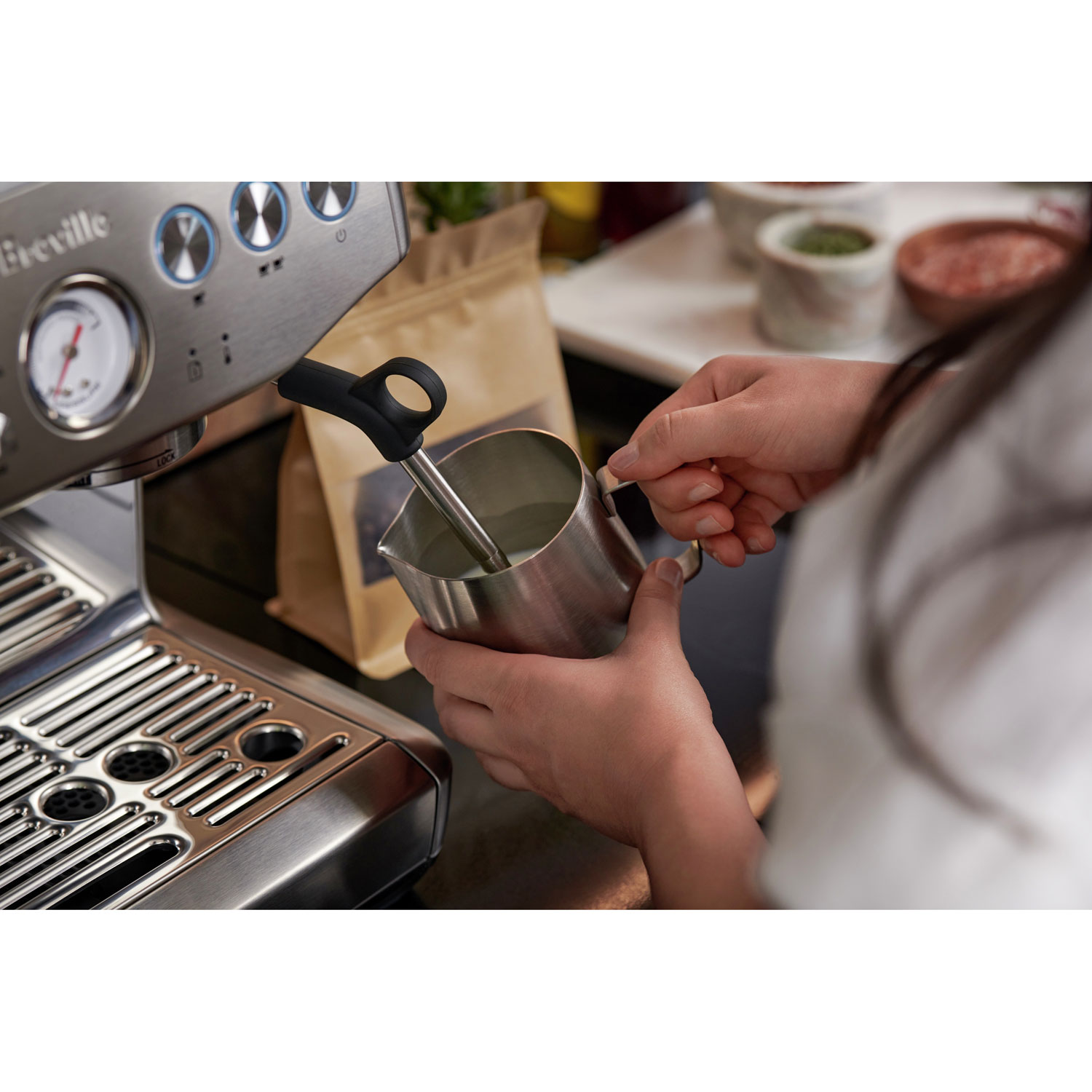 Breville Barista Express Impress Espresso Machine - Brushed Stainless Steel