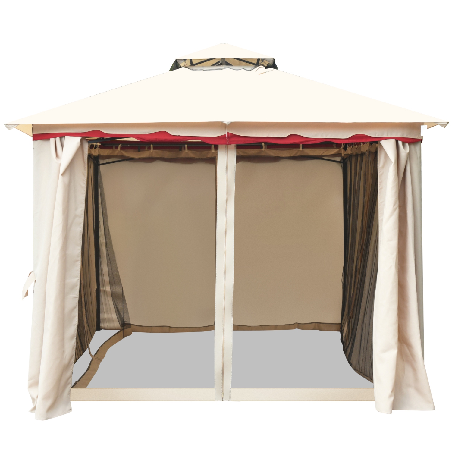 Topbuy 13'x10' Outdoor Canopy Gazebo Art Steel Frame 2-Tiers Party Patio Large Canopy Gazebo W/Netting&Side Walls