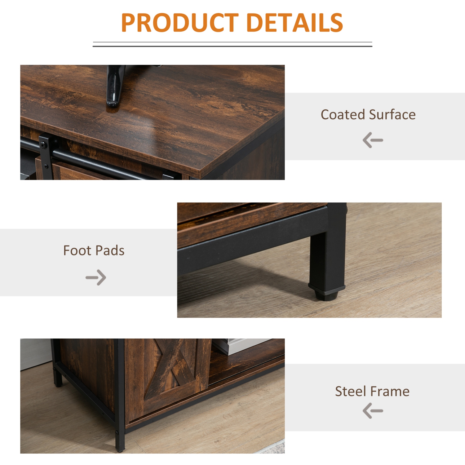 HOMCOM Industrial TV Stand for TVs up to 60", TV Console with Storage and 2 Sliding Barn Doors, Freestanding Entertainment Unit for Living Room,