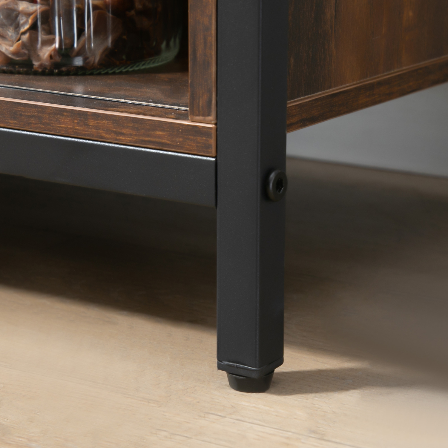 HOMCOM Buffet Industriel, Buffet avec Portes Coulissantes de Grange, Armoires de Rangement et étagères Réglables pour Salon, Cuisine, Bar, Marron