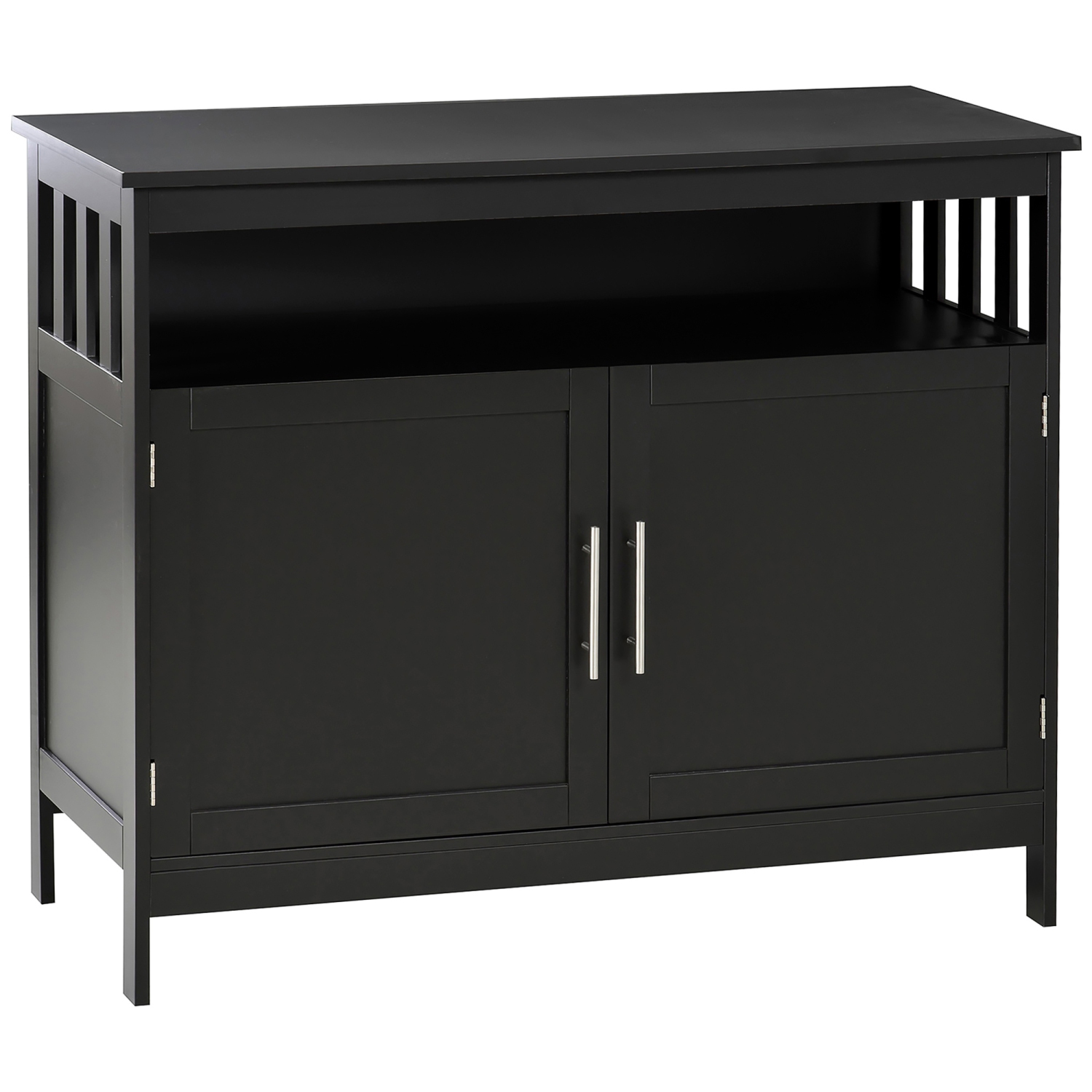 HOMCOM Buffet de cuisine, buffet, console de rangement en bois avec armoire à 2 niveaux et étagère ouverte, noir