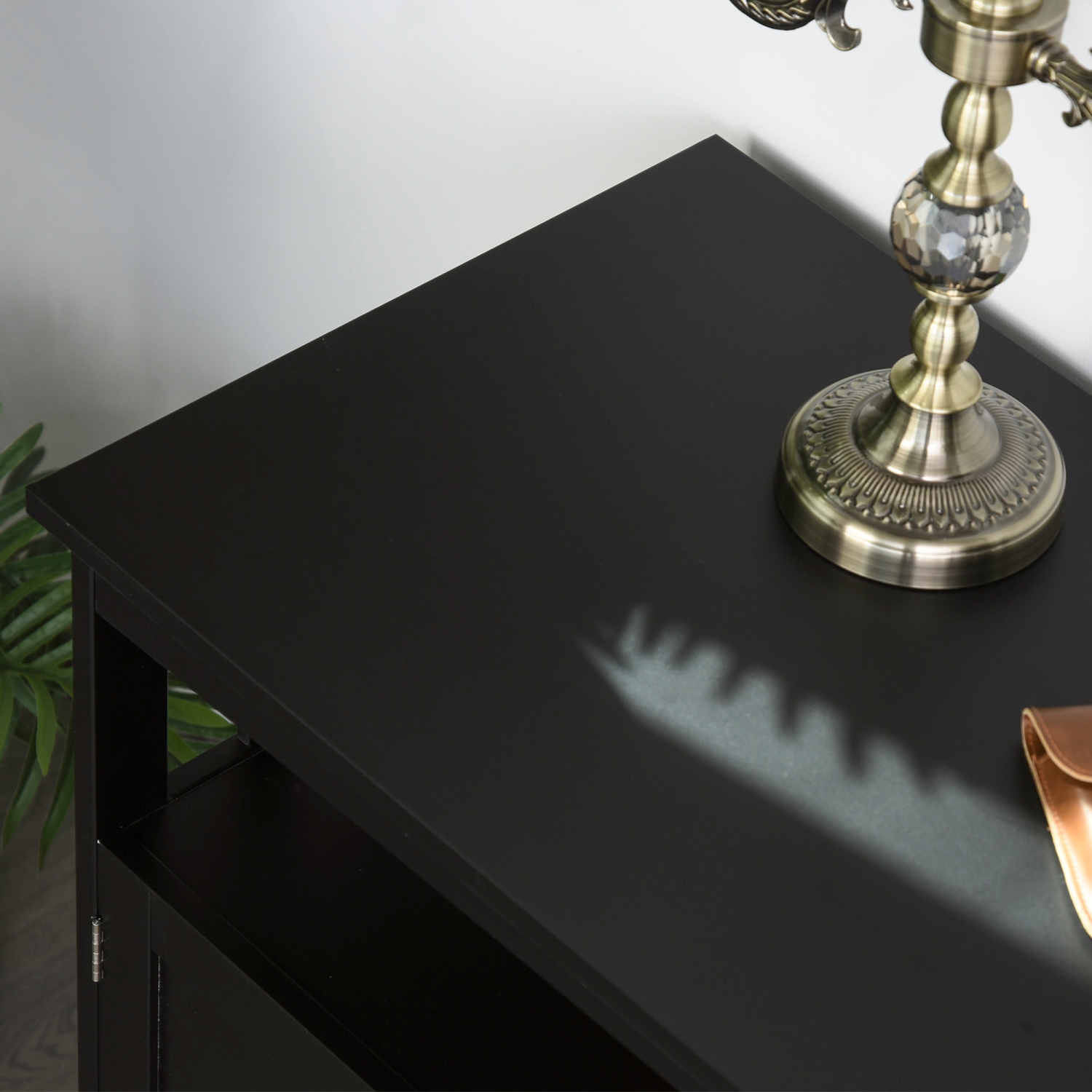 HOMCOM Buffet de cuisine, buffet, console de rangement en bois avec armoire à 2 niveaux et étagère ouverte, noir