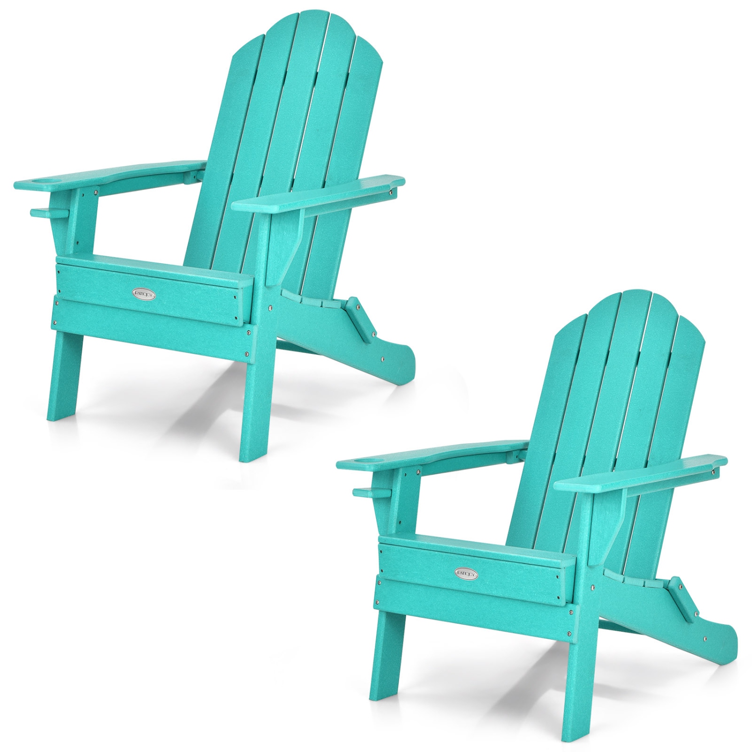Patiojoy 2PCS Folding Adirondack Chair Outdoor Adirondack Chair Weather Resistant Lounger Fire Pit Chair for Backyard Porch Poolside