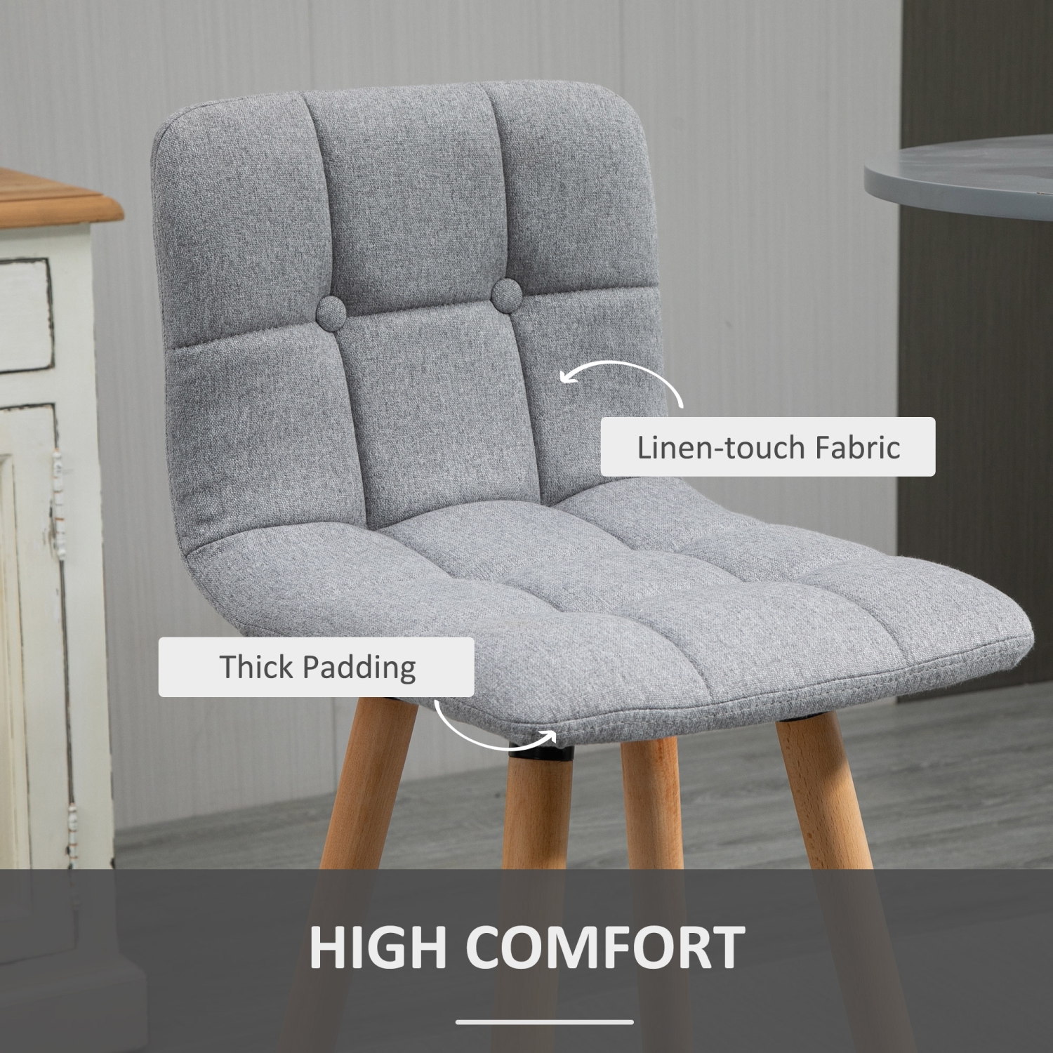 HOMCOM – Ensemble de 2 tabourets de bar modernes, îlot de cuisine rembourré de 38 po avec pattes en bois massif, dossier et repose-pieds en acier