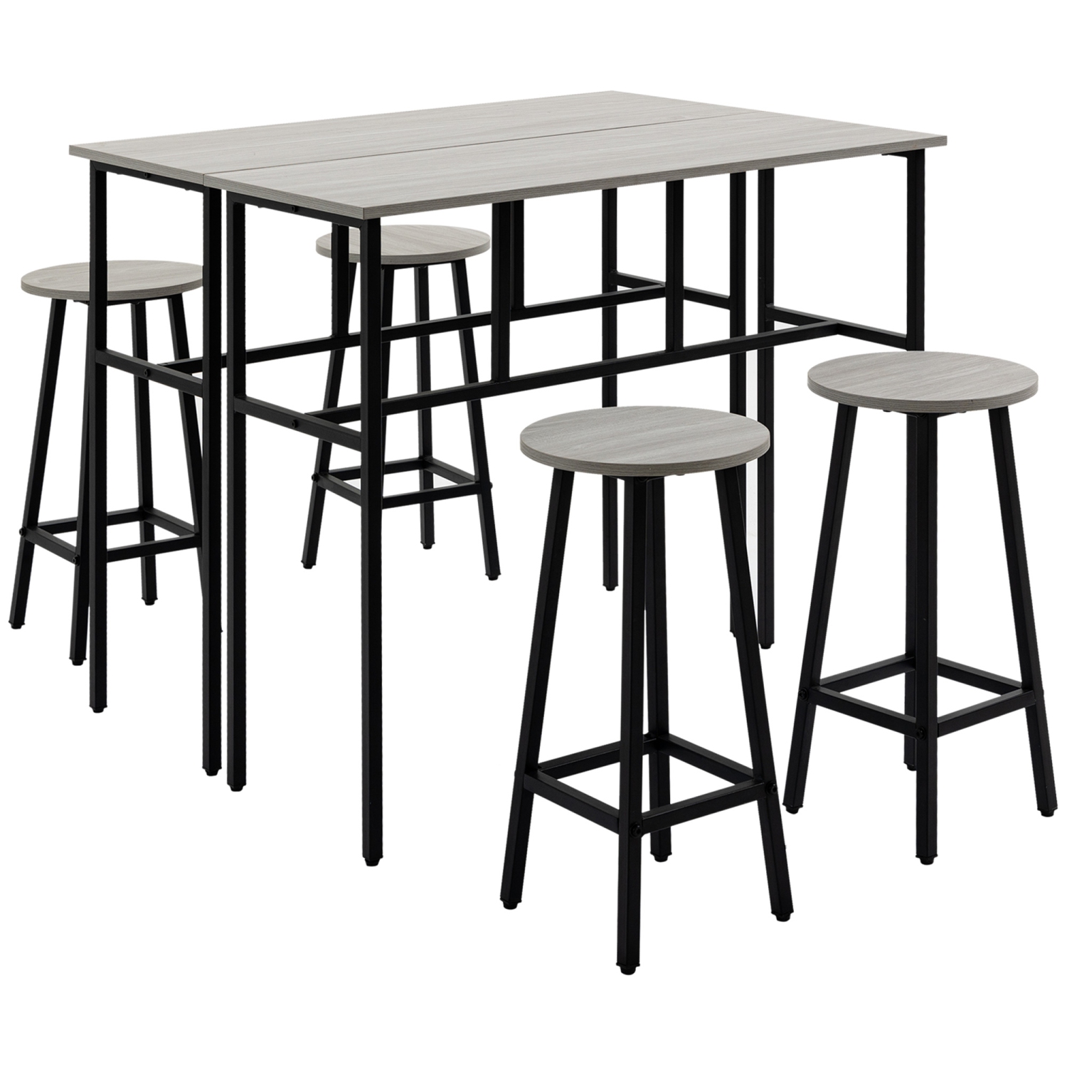 HOMCOM 6 Piece Bar Table Set 2 Breakfast Tables with 4 Stools Counter Height Dining Tables Chairs for Kitchen Living Room Grey Best Buy Canada
