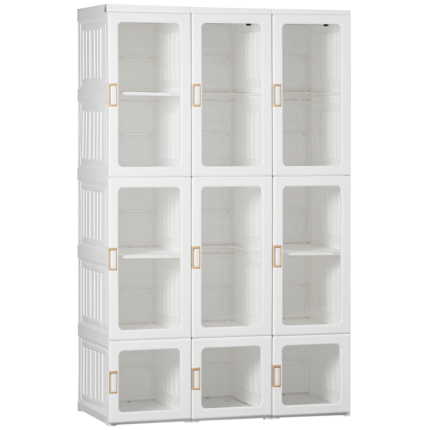 HOMCOM Portable Wardrobe Closet, Armoire, Foldable Clothes Organizer with Cube Storage, Hanging Rods, Magnet Doors, White