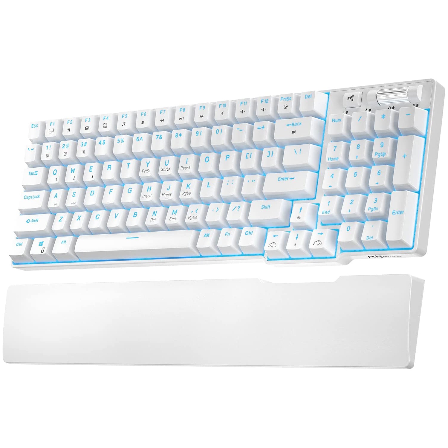 RK ROYAL KLUDGE RK96 90% Triple Mode BT5.0/2.4G/USB-C Hot Swappable Mechanical Keyboard with Magnetic Hand Rest, 96 Keys Wireless Bluetooth Gaming Keyboard with Software, Blue Back