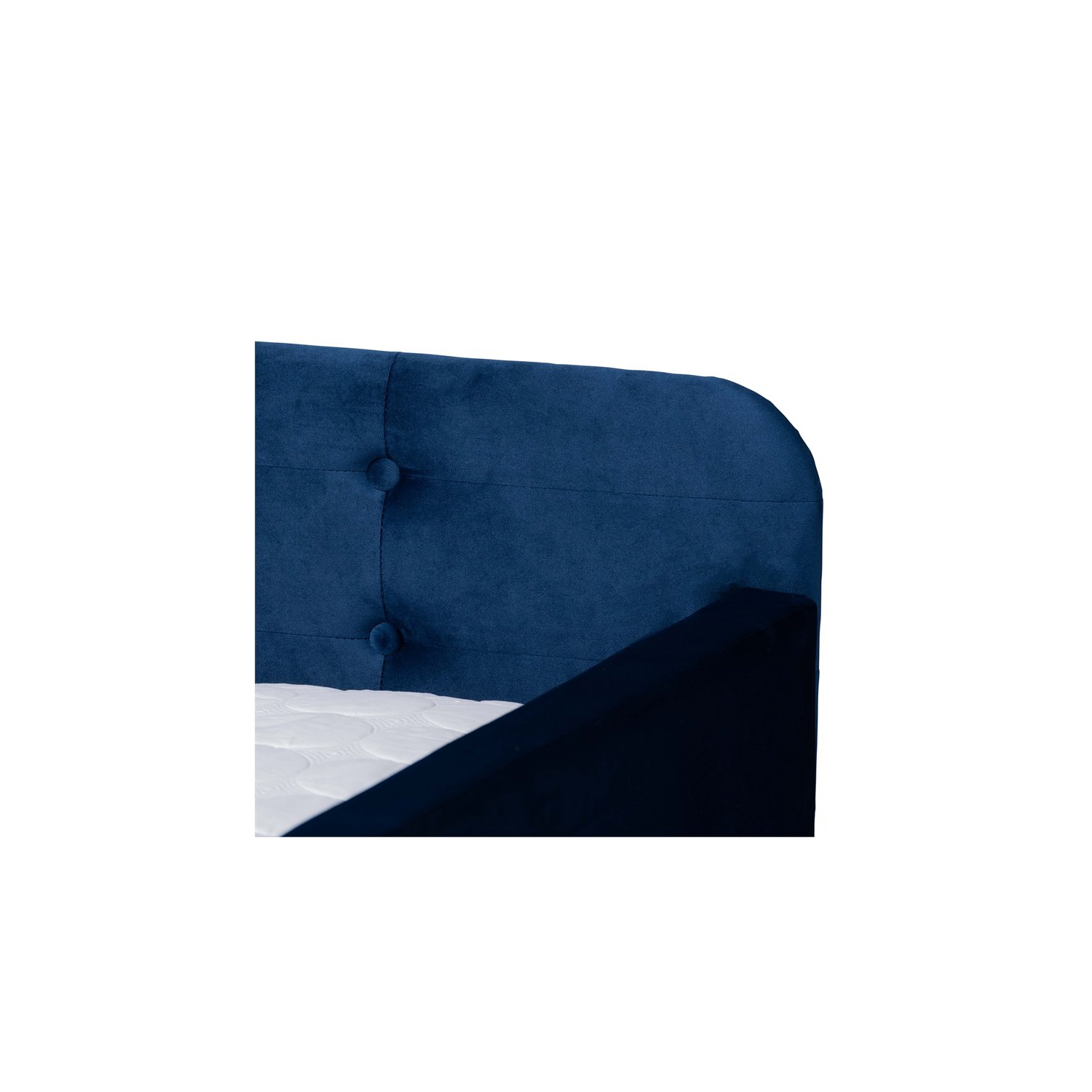 Baxton Studio Jona Navy Blue Velvet Upholstered Full Size Daybed with Trundle