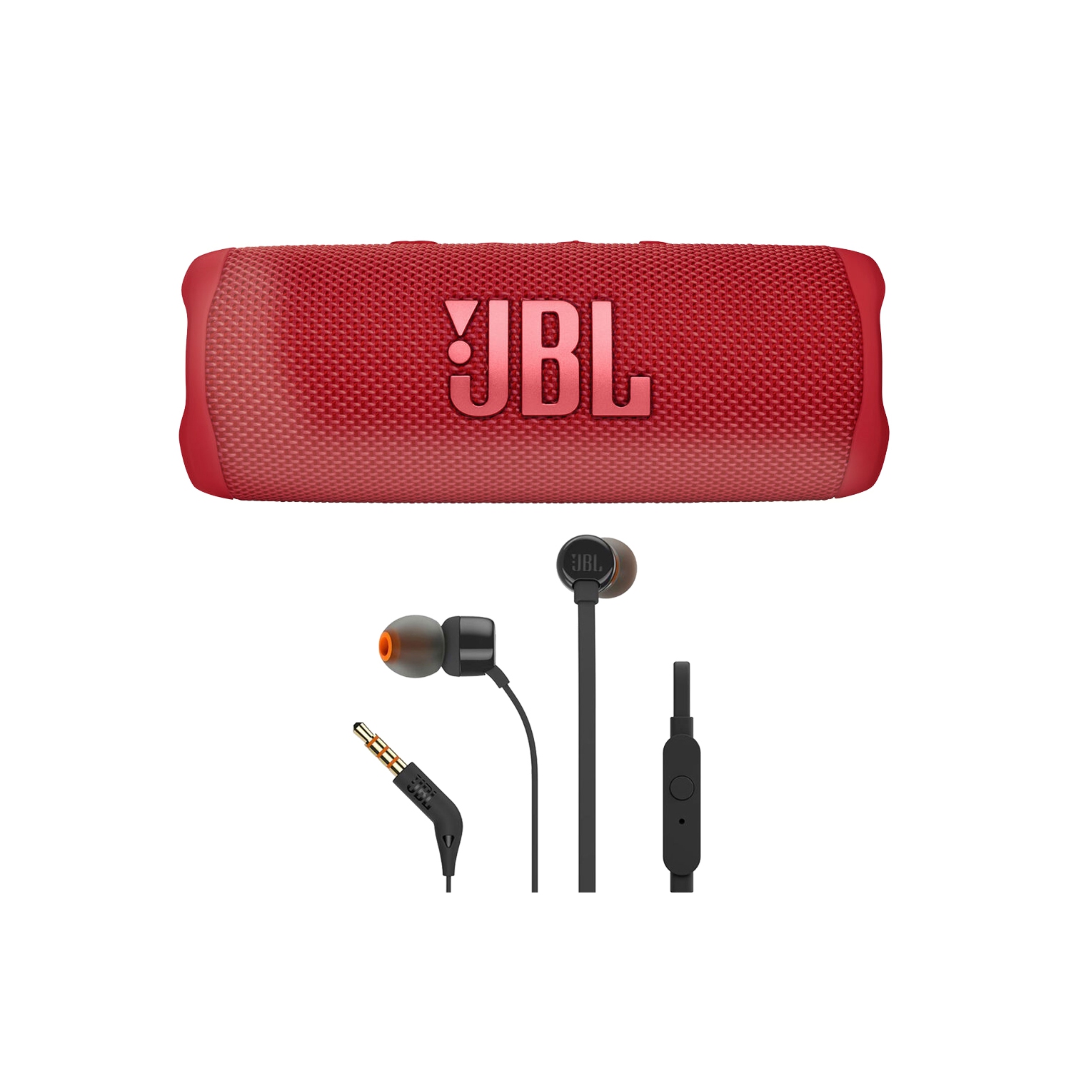 JBL Flip 6 Portable Bluetooth Speaker (Red) + JBL T110 in Ear Headphones