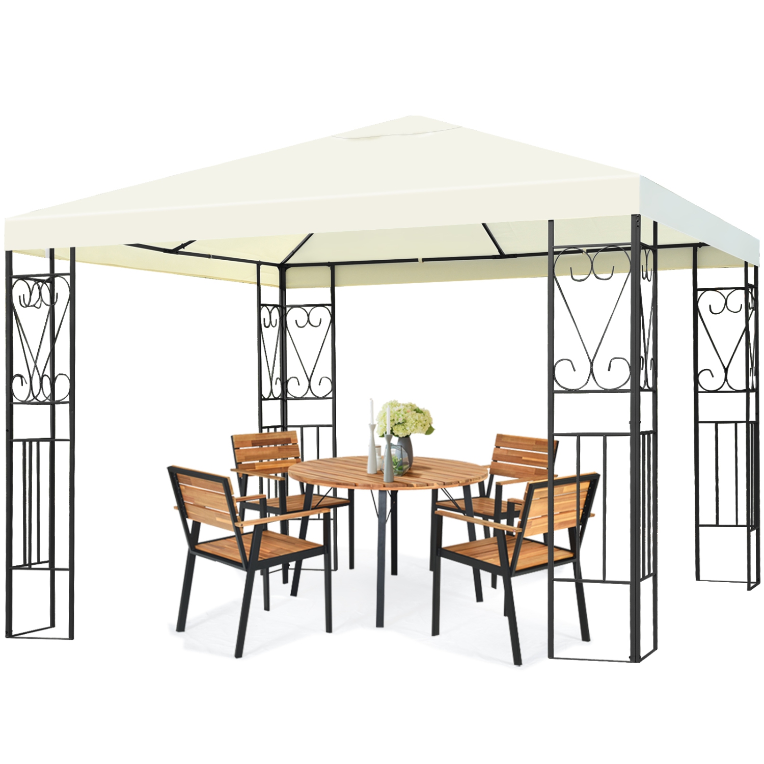 Topbuy 10'x10' Outdoor Canopy Gazebo Art Steel Frame Party Patio Large Canopy Gazebo