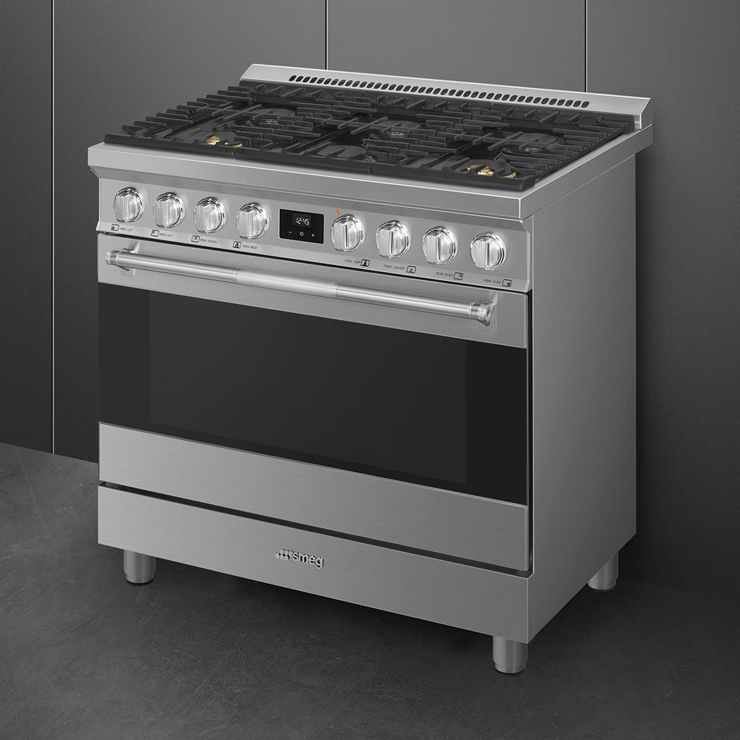Smeg 36" 4.5 Cu. Ft. True Convection 6-Burner Freestanding Dual Fuel Range - Stainless Steel