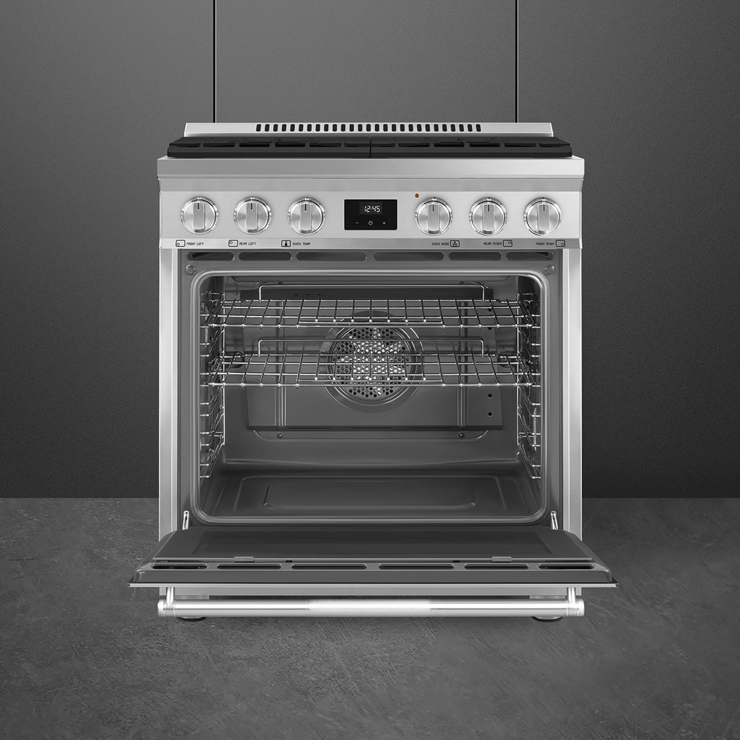 Cuisinière biénergie autonome à convection véritable de 4,6 pi³ et de 30 po de Smeg - Acier inoxydable