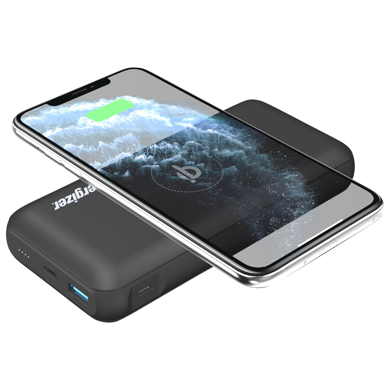 Energizer 20000 mAh USB-A/USB-C Power Bank with Wireless Qi Charger - Black