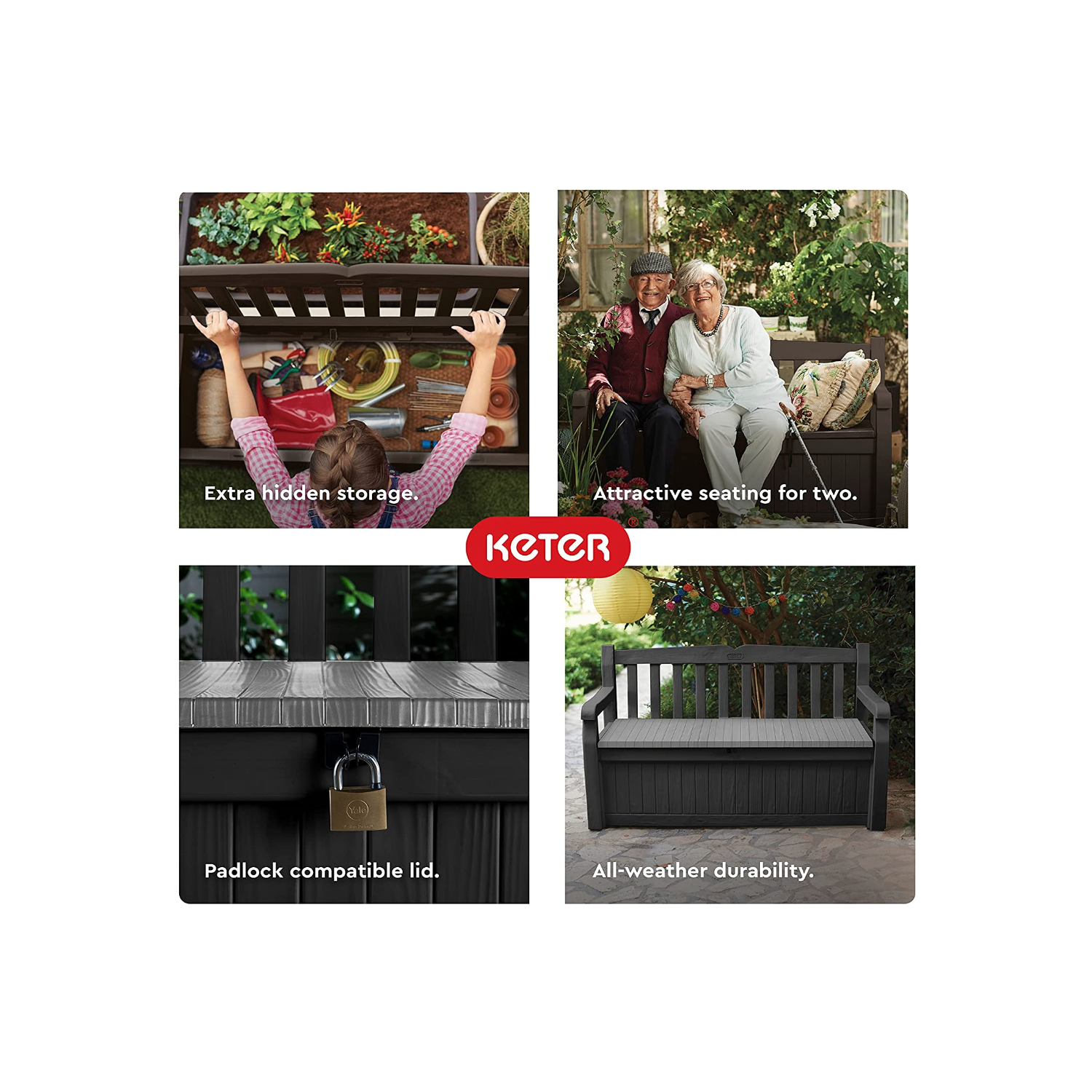 Keter Solana 70 Gallon Storage Bench Deck Box