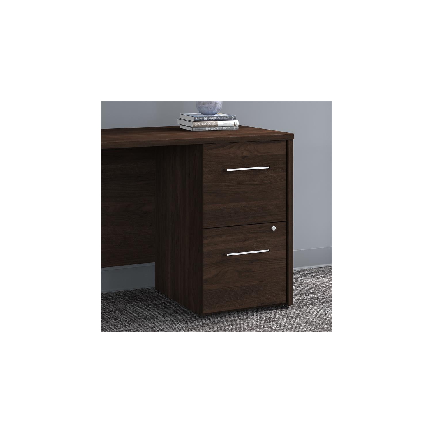 Office 500 16W 2 Drawer File Cabinet in Black Walnut - Engineered Wood