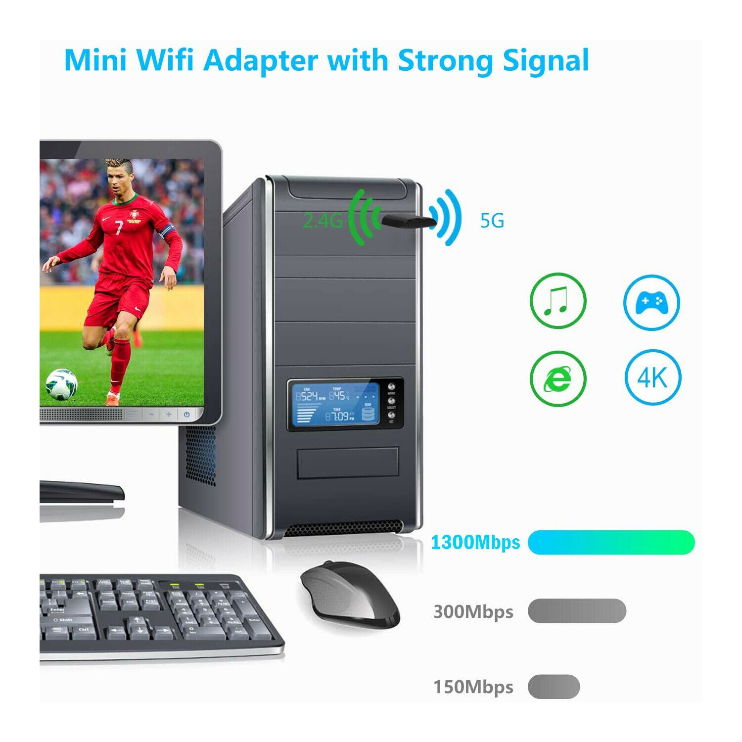 Ultra Fast & Stable 1300Mbps USB 3.0 WiFi Adapter 802.11 ac Dual Band 2.4/5.8GHz