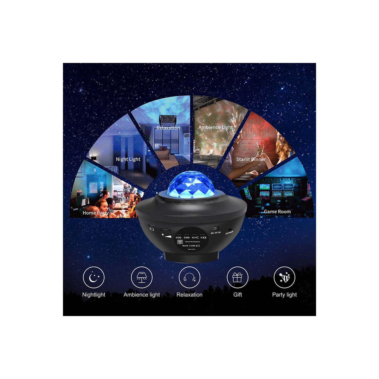 3 in 1 LED Ocean Wave Projector Star Sky Night Light for Christmas Gift/Kids CA
