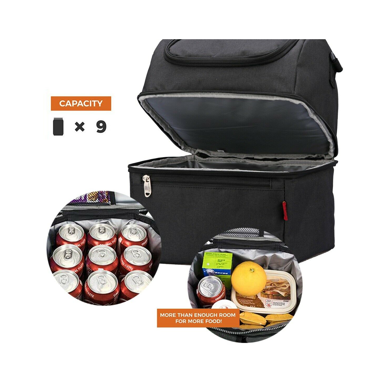Insulated Leakproof Double Decker Cooler Bag for Trip/ Picnic/ Sports/ Flight