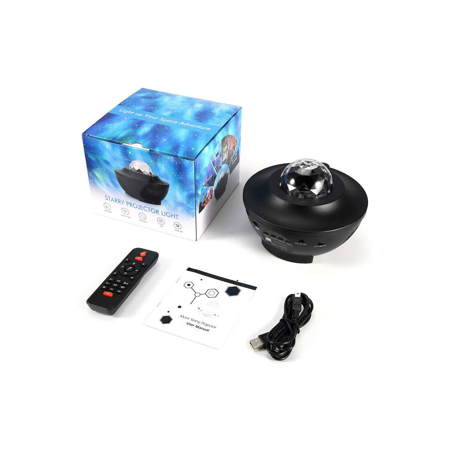 LED Star Light Projector Music Player w/ Bluetooth 5.0 & Timer & Remote Control