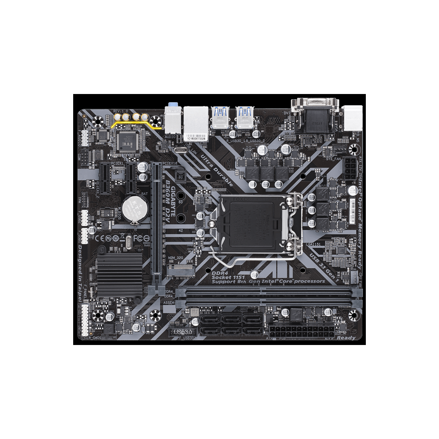 Refurbished (Excellent) - Gigabyte B360M D2V REV 1.0 Motherboard Used with Panel Socket 1151 8/9th