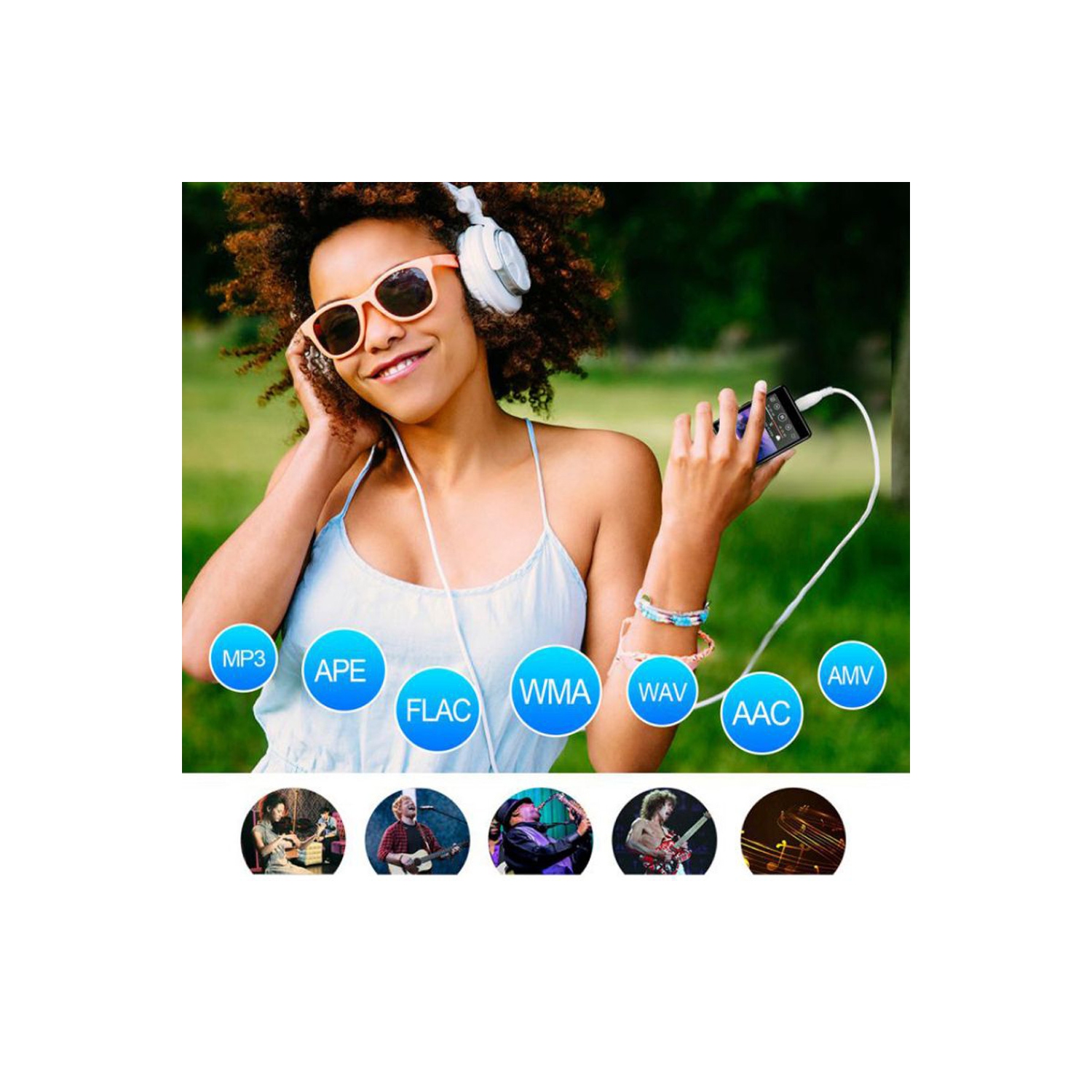 axGear MP3 Player Bluetooth 5.0 Full Touch Screen with Line-in Speaker and FM Radio