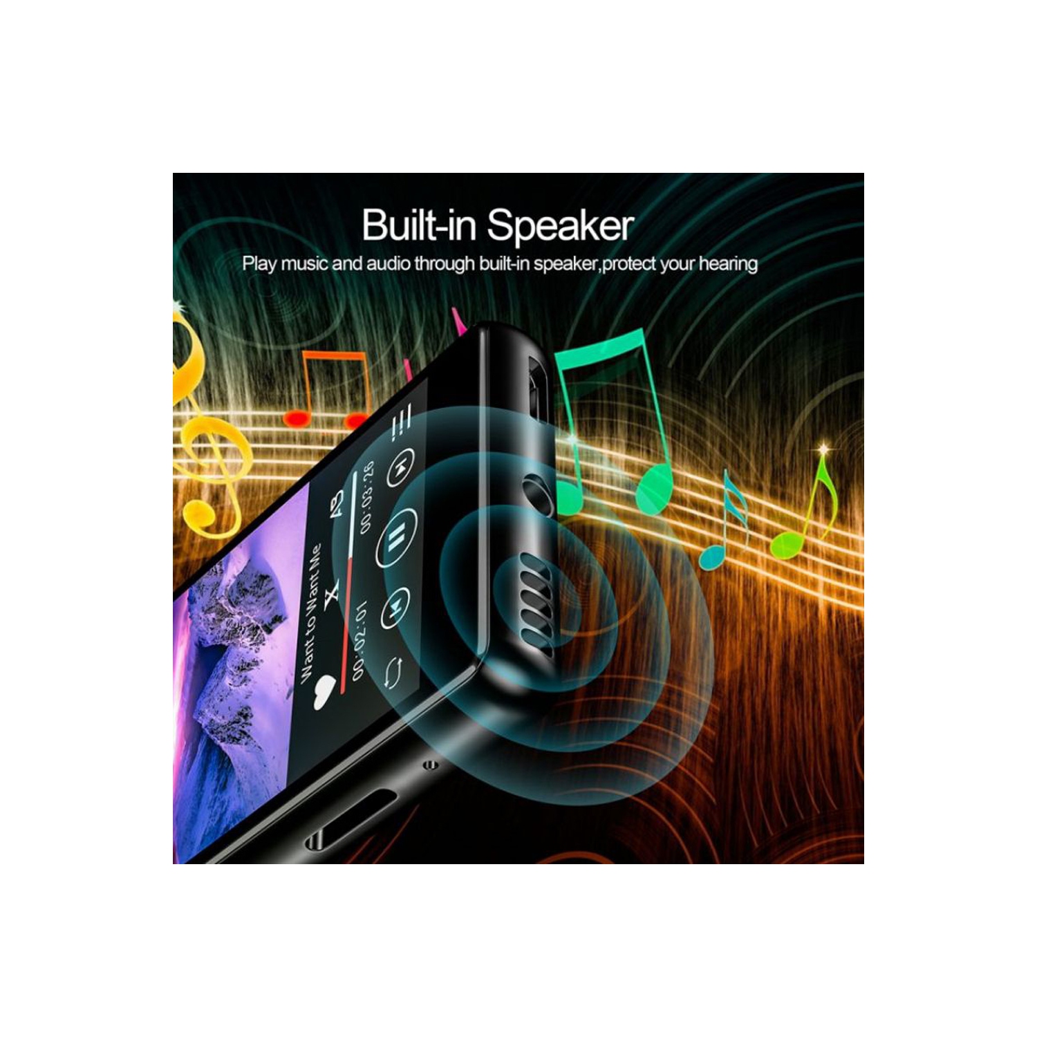 axGear MP3 Player Bluetooth 5.0 Full Touch Screen with Line-in Speaker and FM Radio